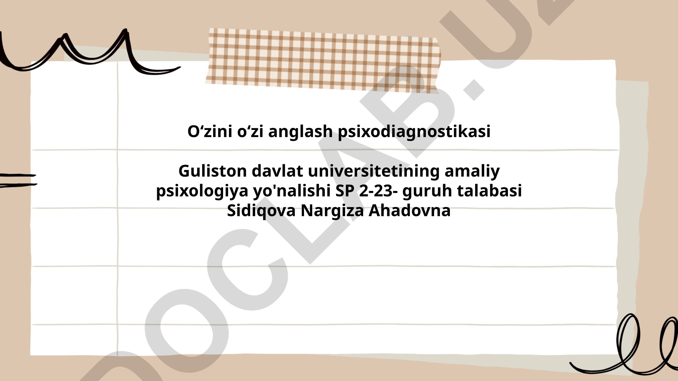 O'zini o'zi anglash psixodiagnostikasi