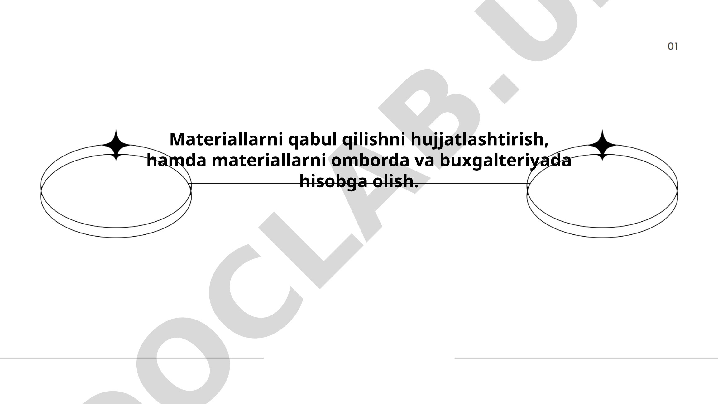 Materiallarni qabul qilishni hujjatlashtirish va hisobga olish