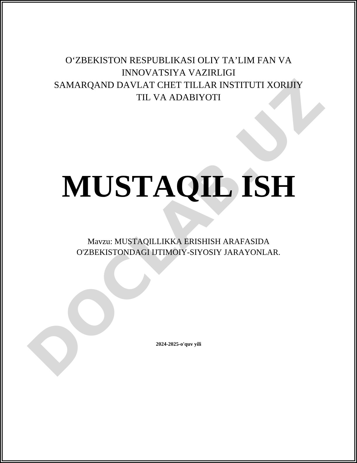 Mustaqillikka erishish arafasida O'zbekistondagi ijtimoiy-siyosiy jarayonlar