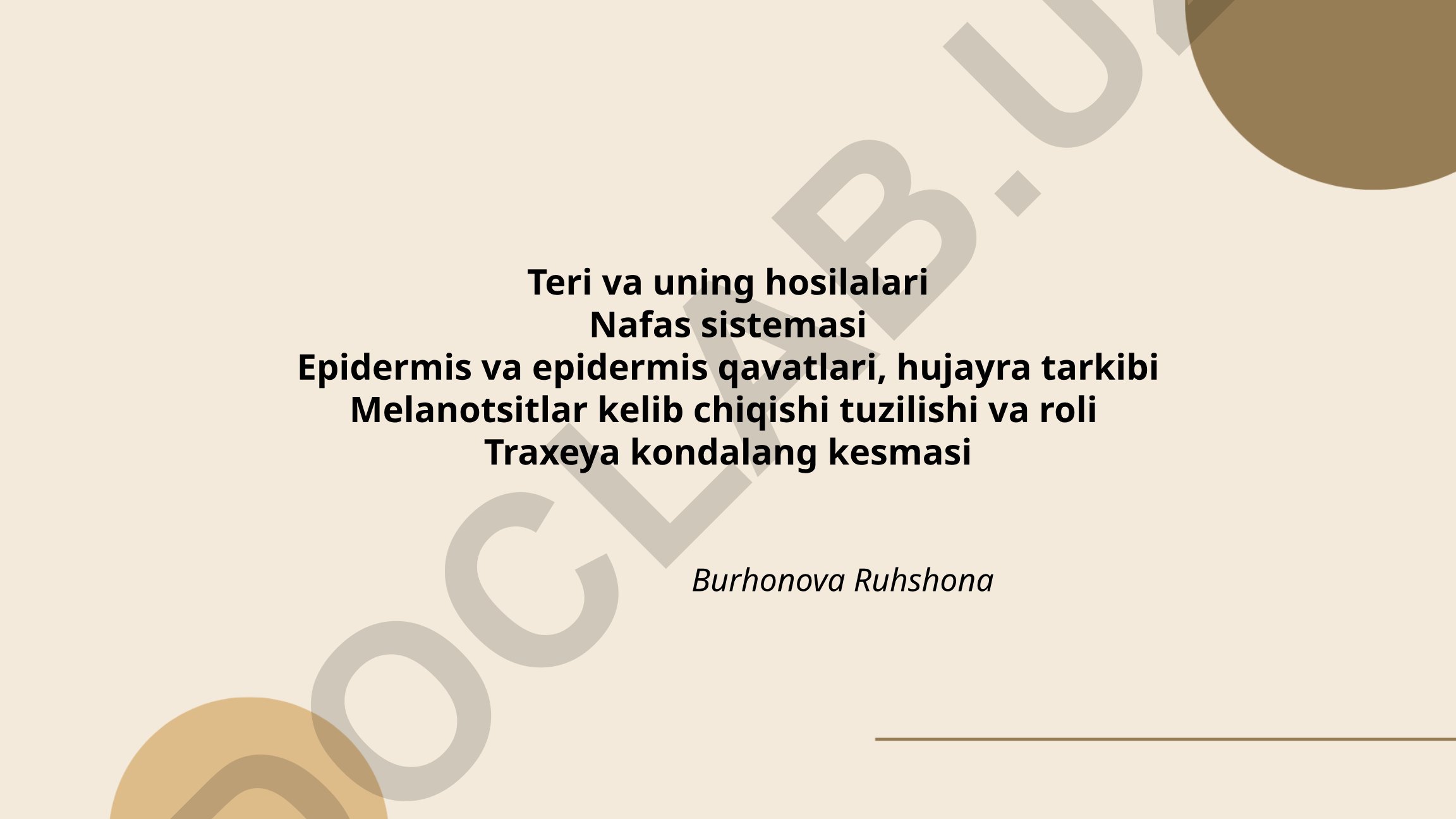 Teri va nafas sistemasi anatomiyasi