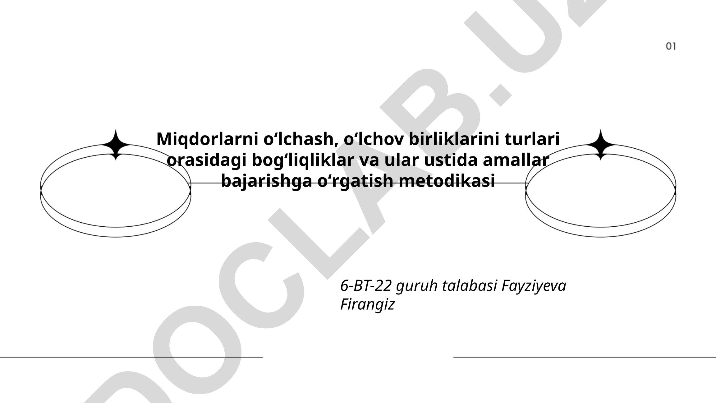Miqdorlarni oʻlchash va oʻlchov birliklari metodikasi