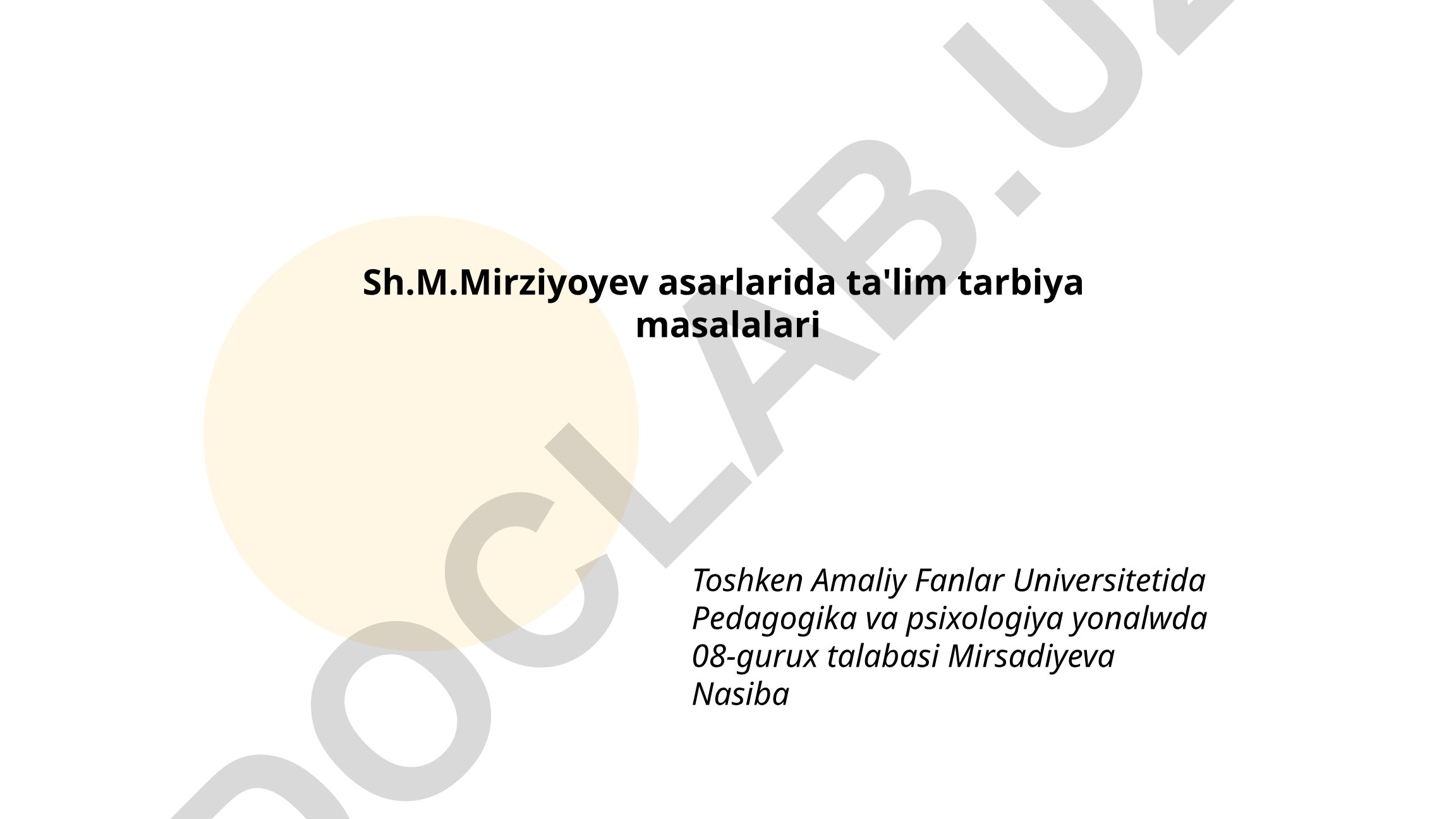 Sh.M.Mirziyoyev asarlarida ta'lim tizimining rivoji va yangi ta'lim dasturlari