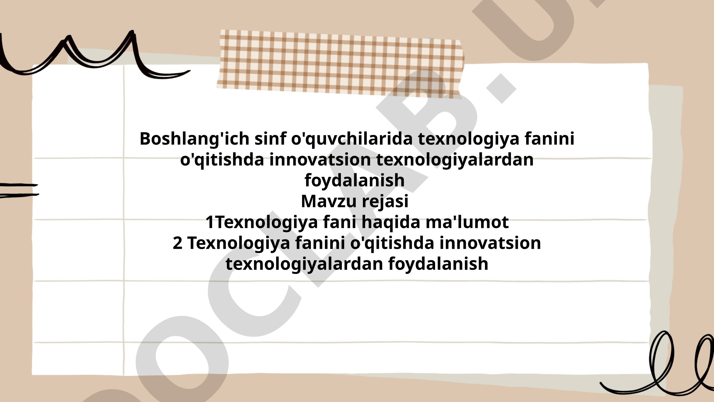 Boshlang'ich sinf o'quvchilarida texnologiya fanini o'qitishda innovatsion texnologiyalardan foydalanish