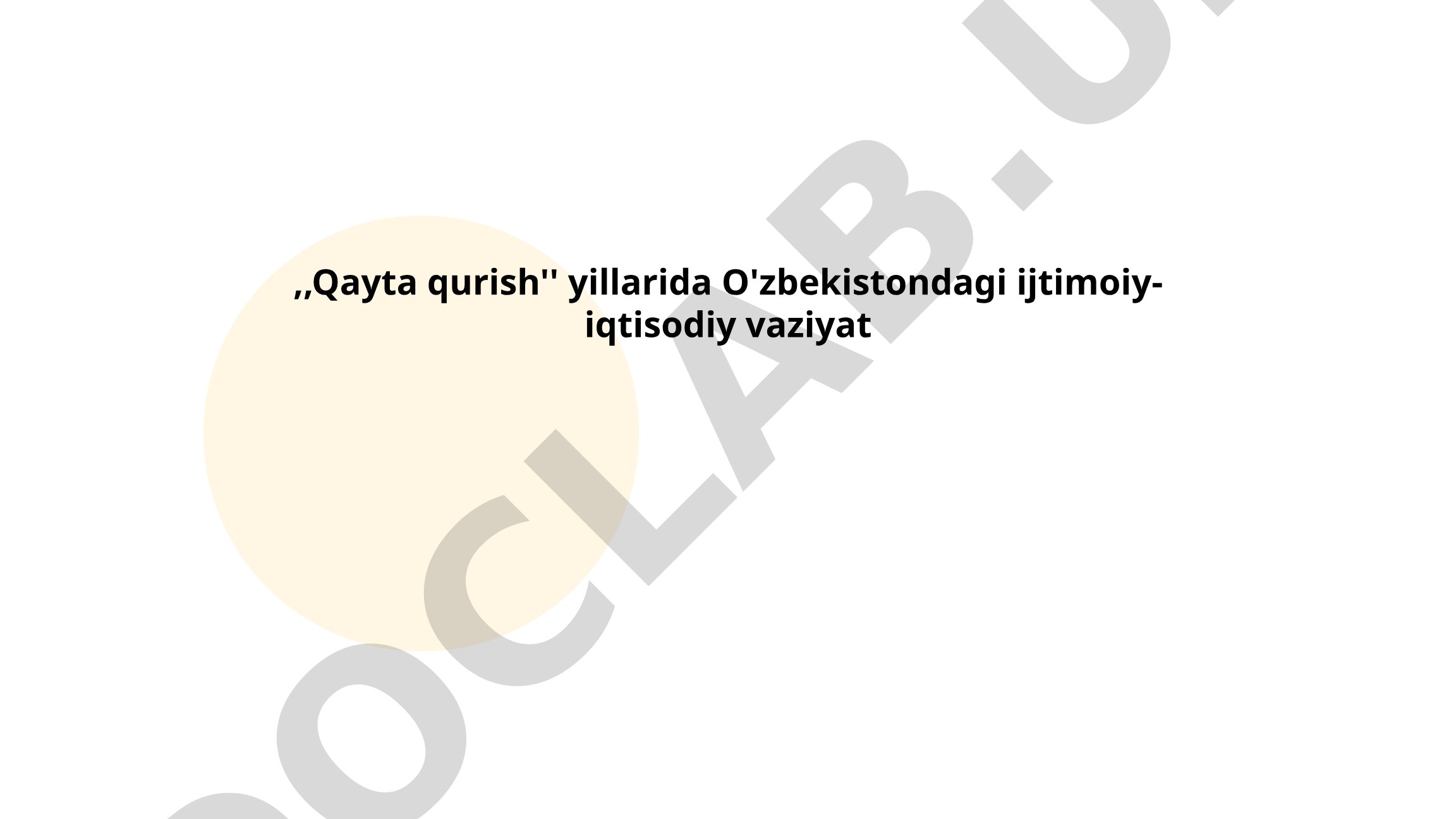 Qayta qurish yillarida O'zbekistondagi ijtimoiy-iqtisodiy vaziyat