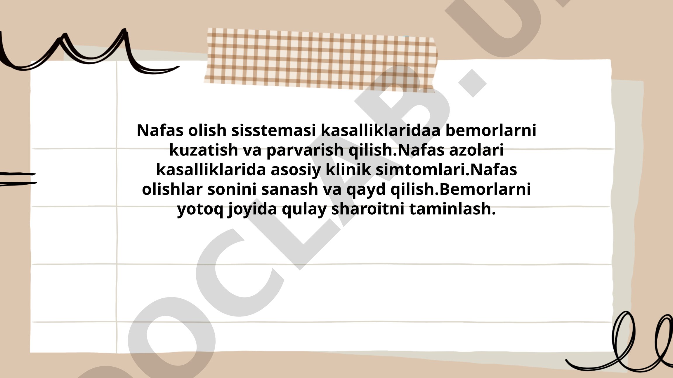 Nafas olish tizimi kasalliklarida bemorlarni kuzatish va parvarish qilish