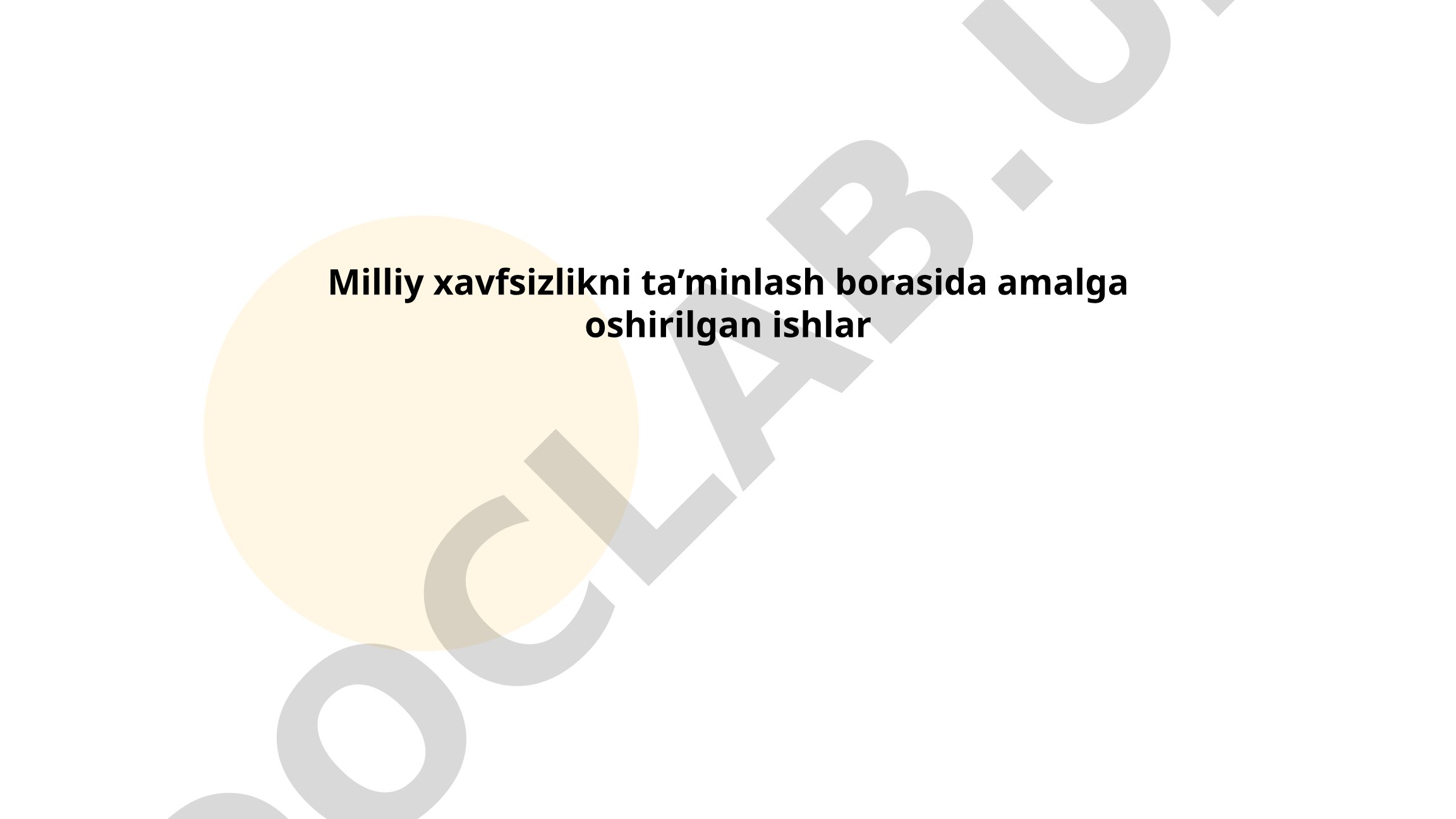 Milliy xavfsizlikni ta’minlash borasida amalga oshirilgan ishlar