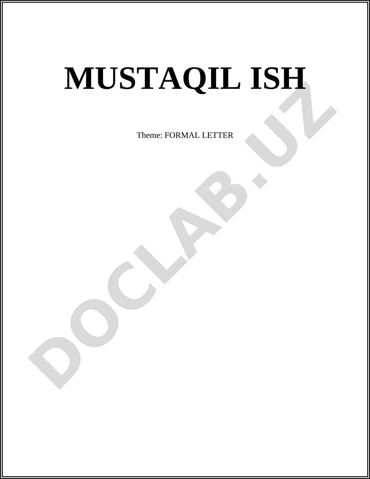 Formal Letter Structure