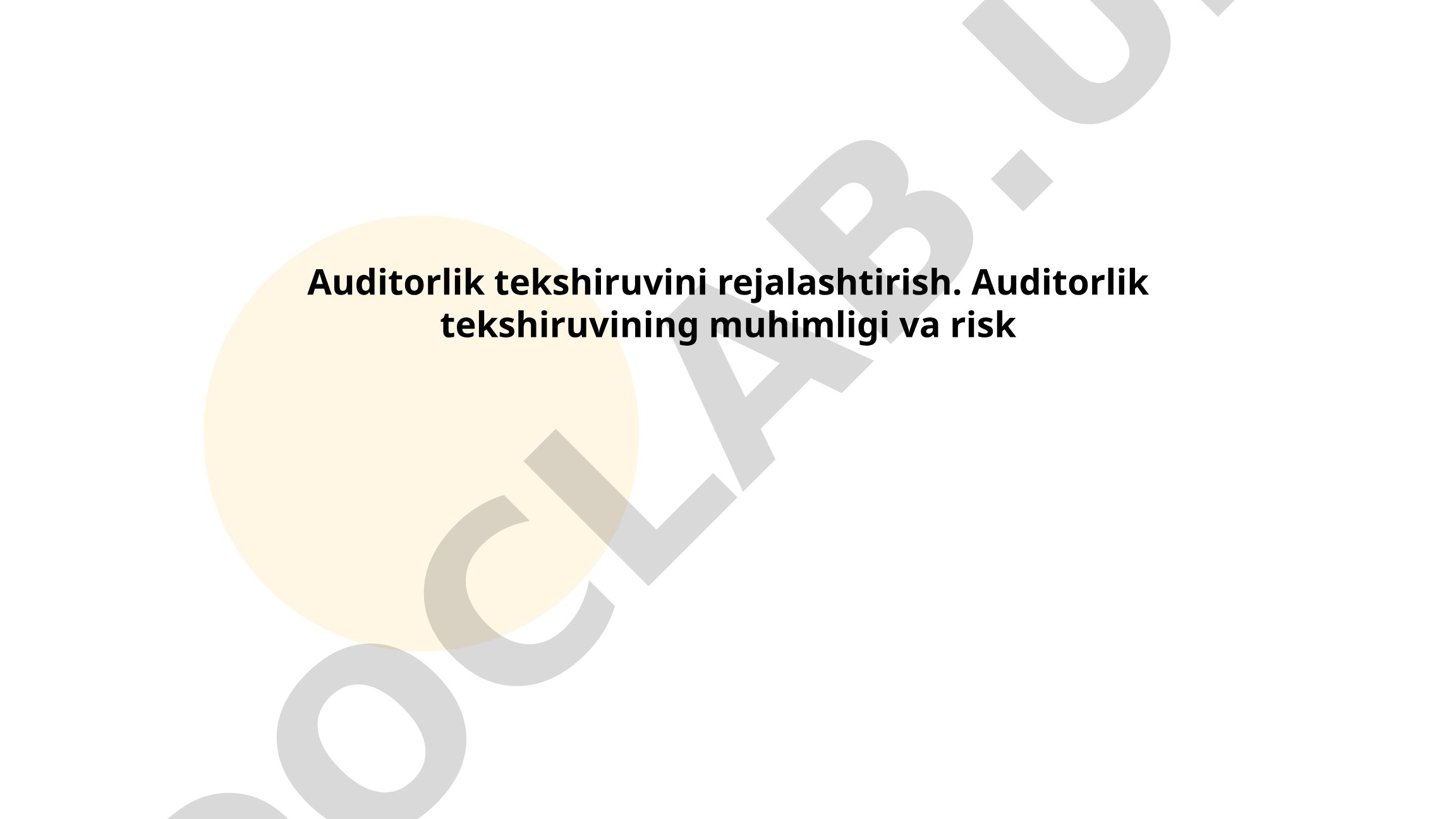 Auditorlik tekshiruvini rejalashtirish