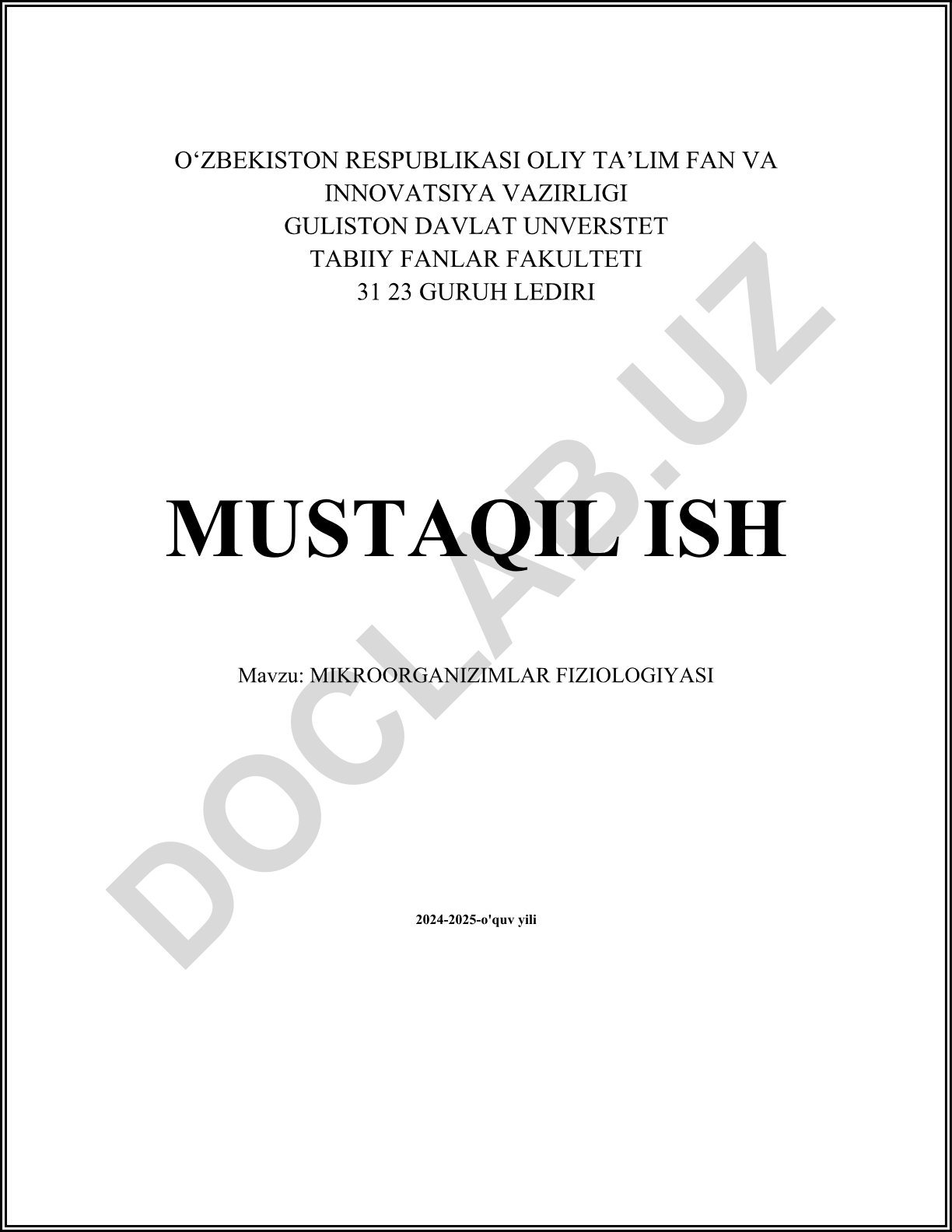 Mikroorganizmlar fiziologiyasi