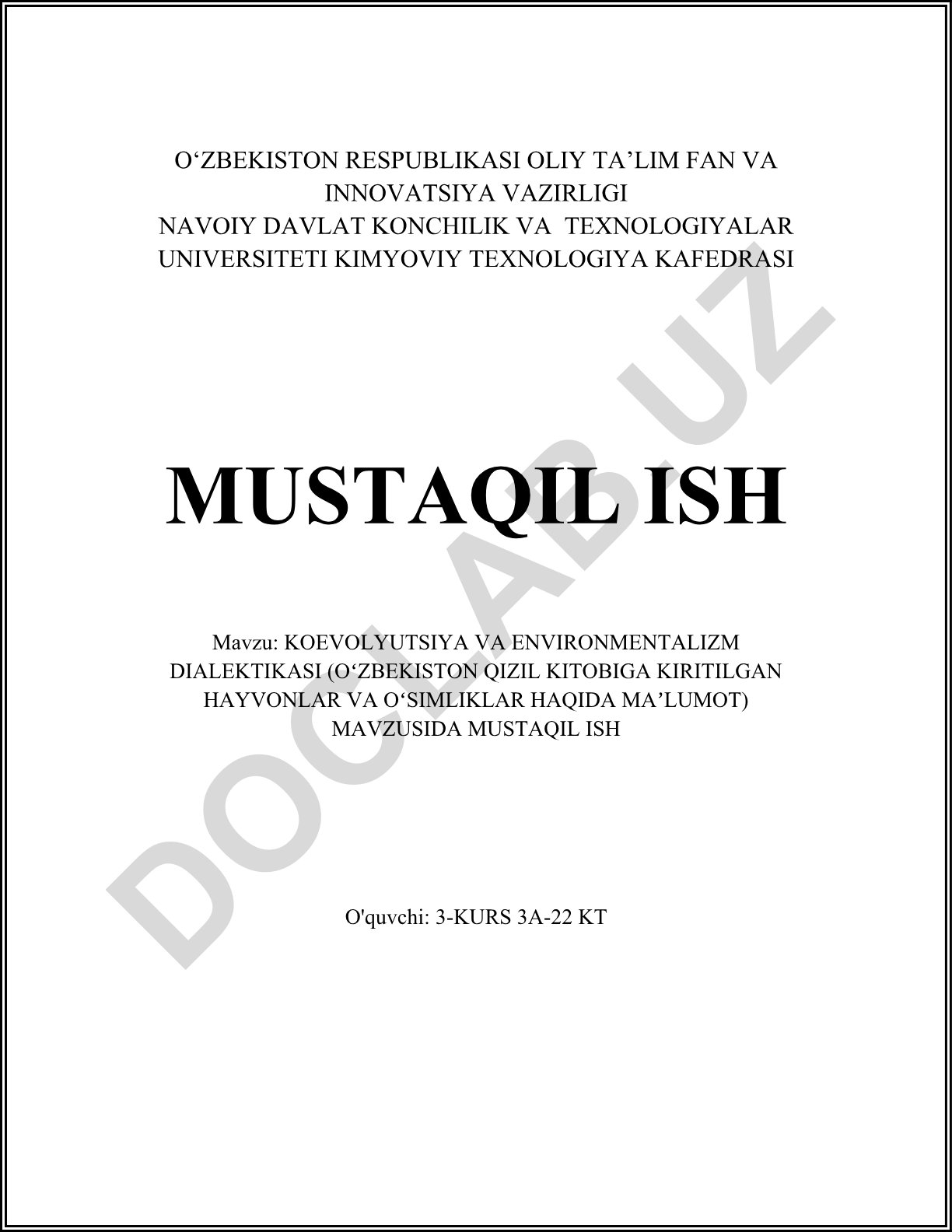 Koevolyutsiya va environmentalizm dialektikasi (Oʻzbekiston Qizil kitobiga kiritilgan hayvonlar va oʻsimliklar haqida maʼlumot)