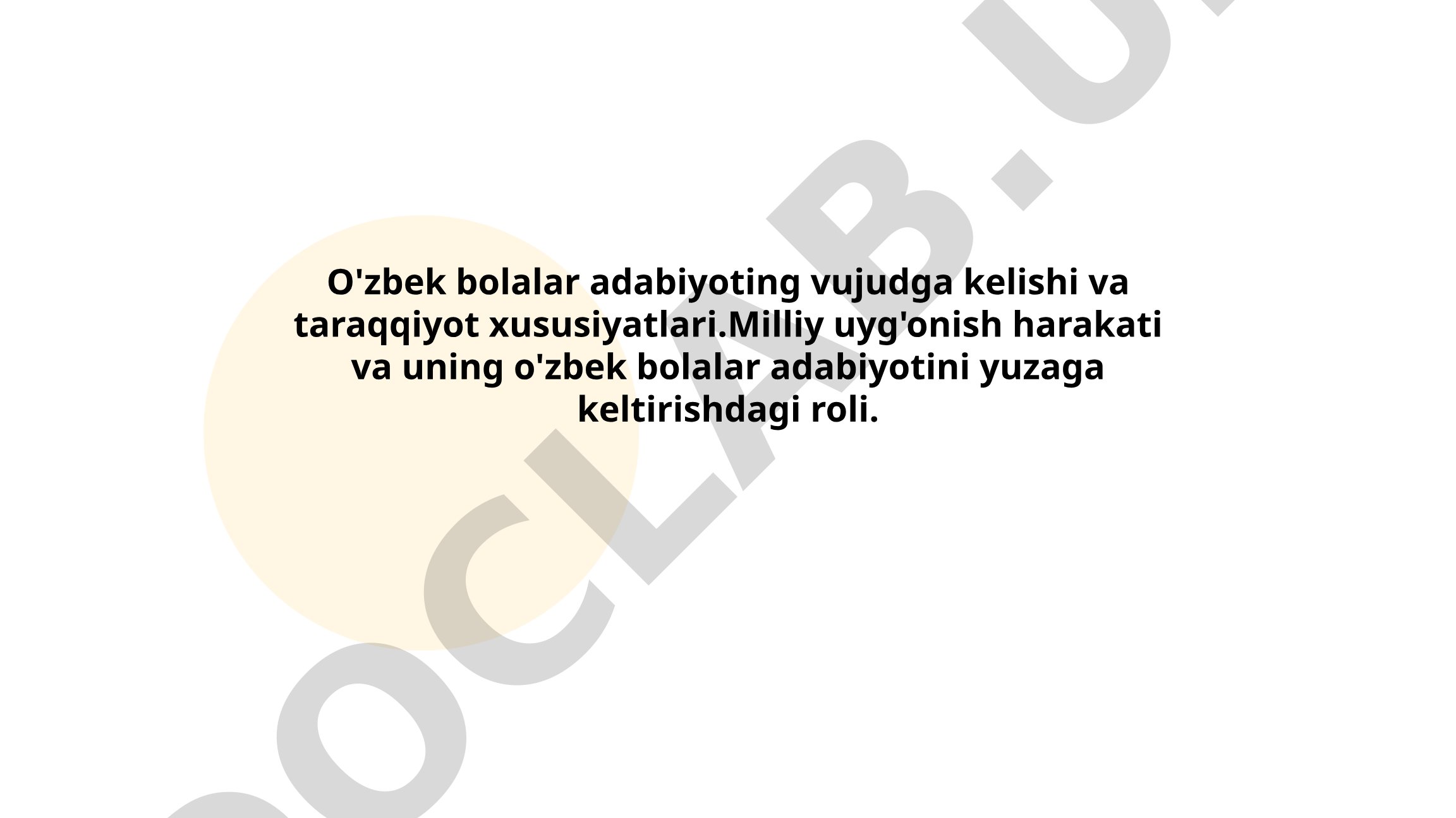 O'zbek bolalar adabiyotining vujudga kelishi va taraqqiyot xususiyatlari