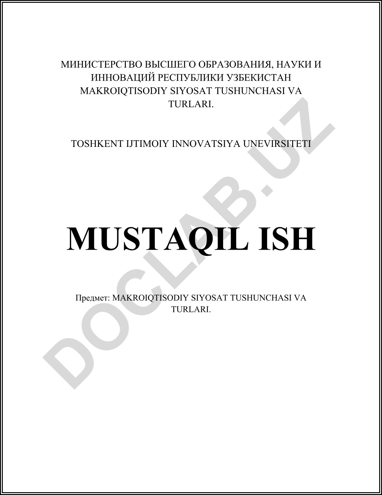 Makroiqtisodiy siyosat tushunchasi va turlari