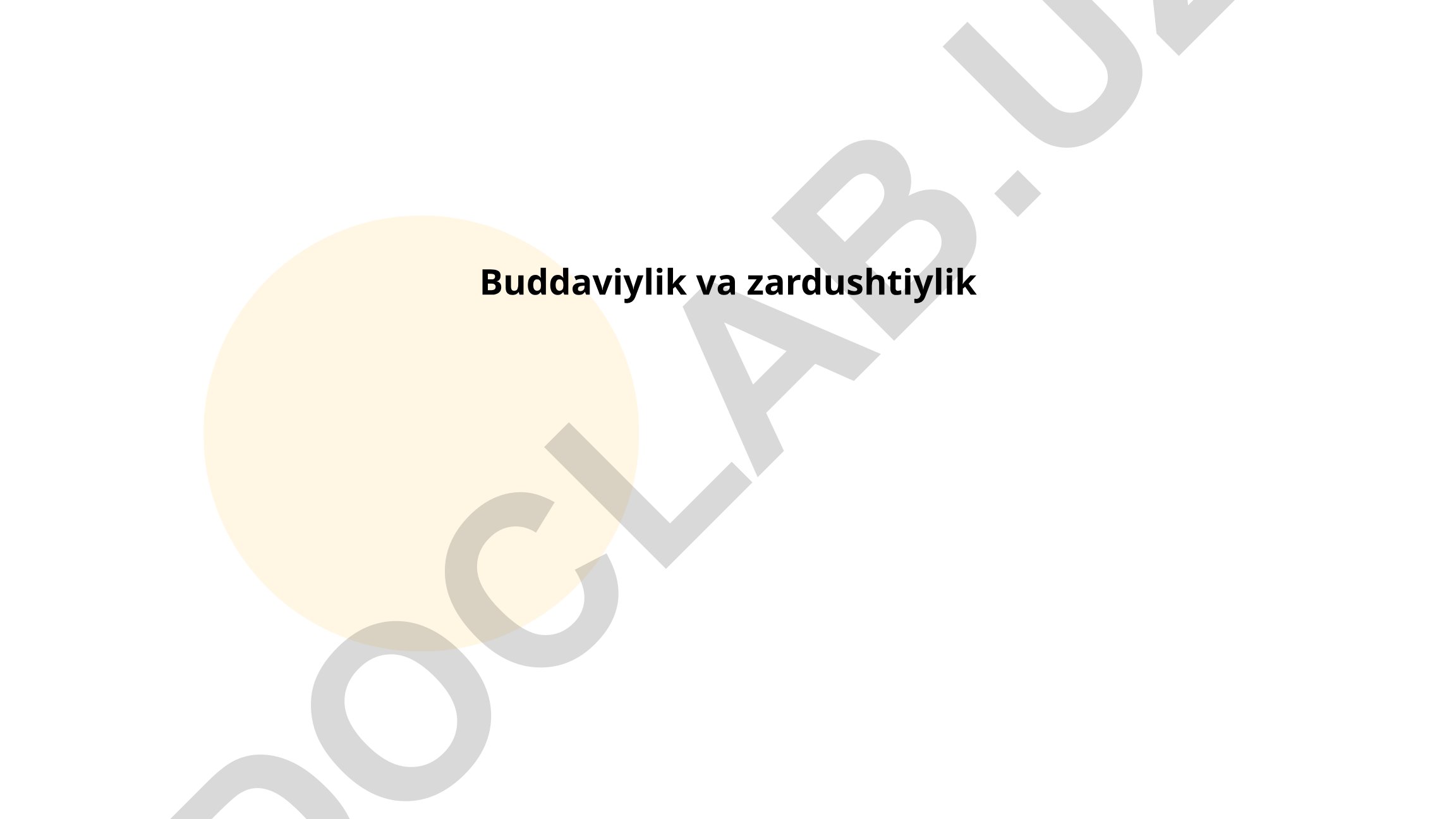 Buddaviylik va Zardushtiylikning kelib chiqishi va asosiy ta'limotlari