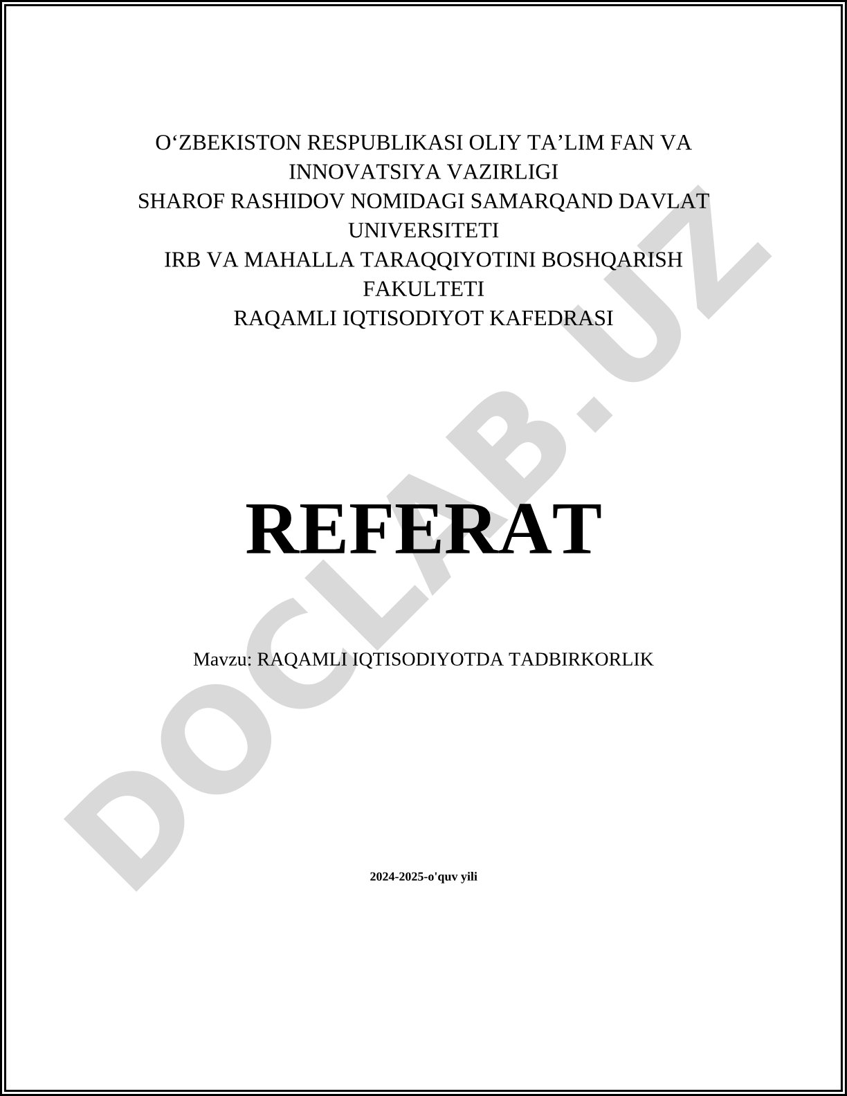 Raqamli iqtisodiyotda tadbirkorlik