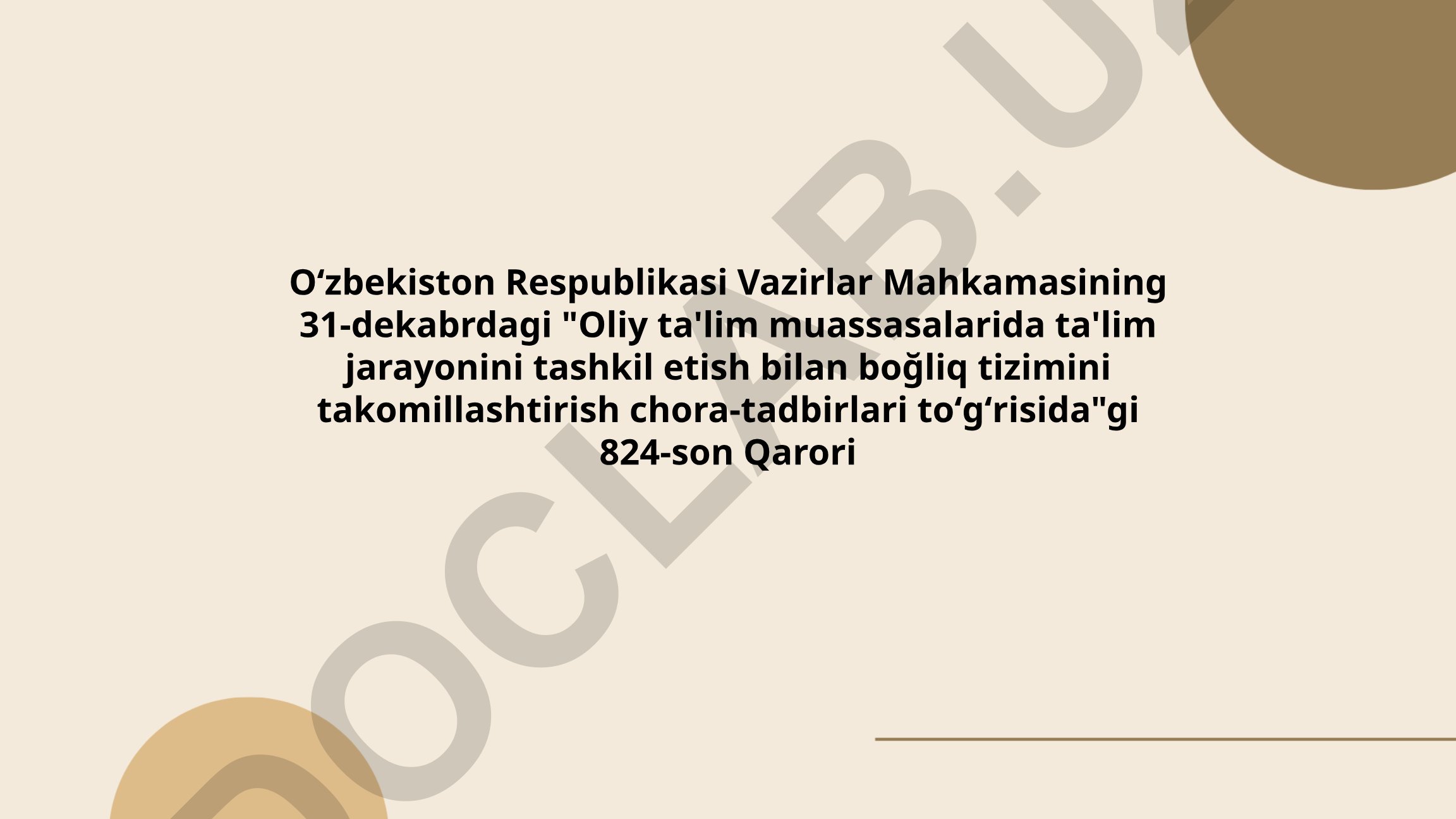 Oliy ta'lim muassasalarida ta'lim jarayonini tashkil etish tizimini takomillashtirish