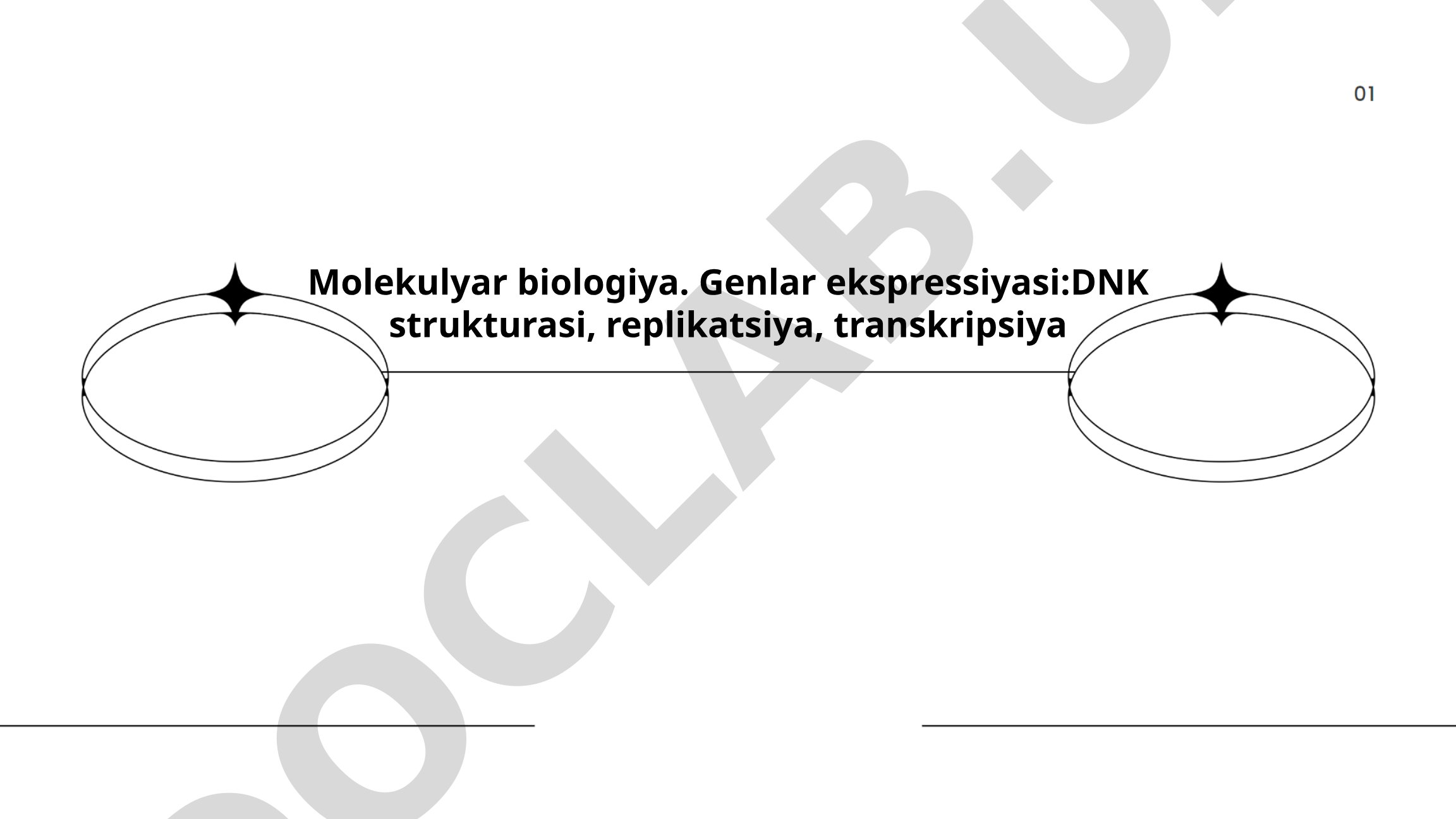 Molekulyar biologiya. Genlar ekspressiyasi: DNK strukturasi, replikatsiya, transkripsiya