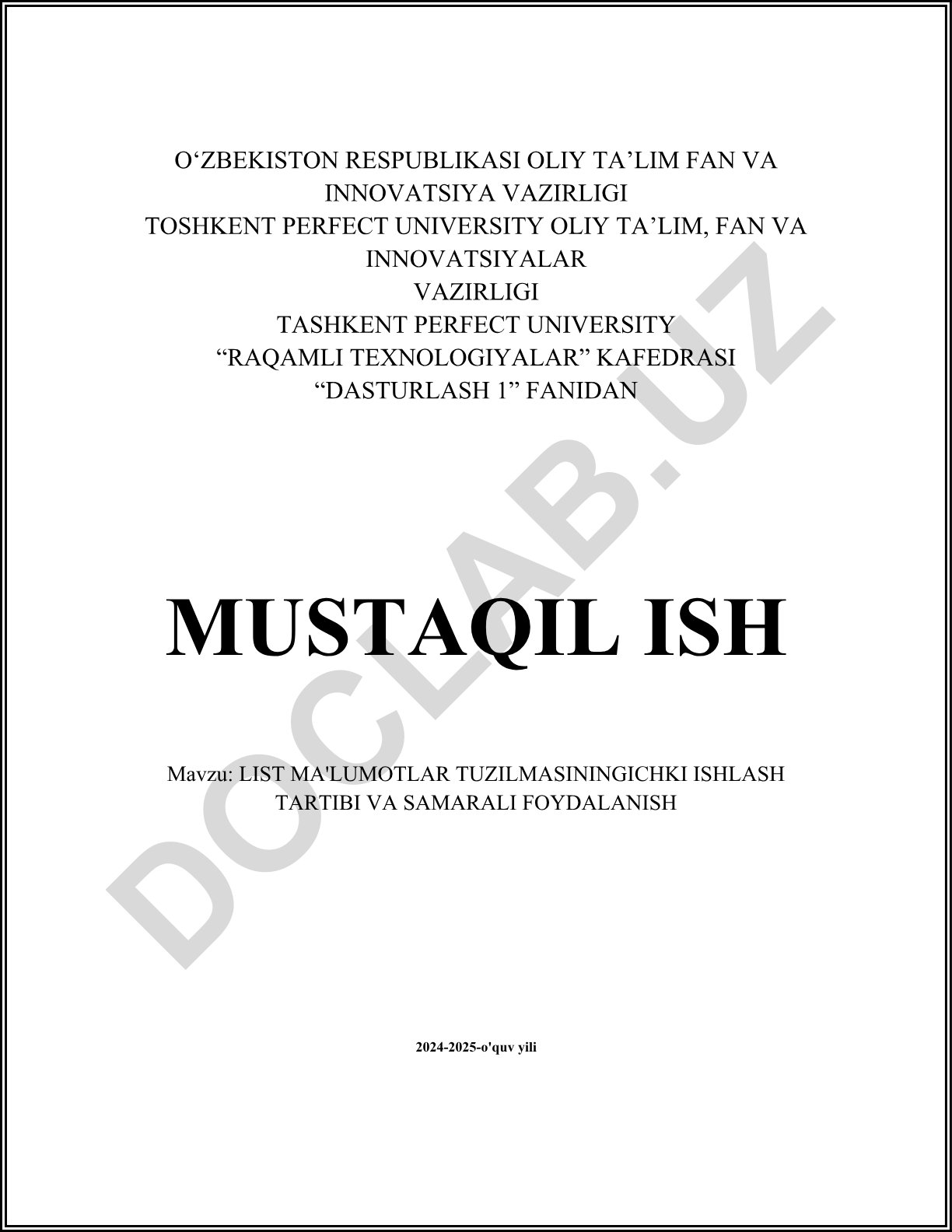 List ma'lumotlar tuzilmasining ichki ishlash tartibi va samarali foydalanish