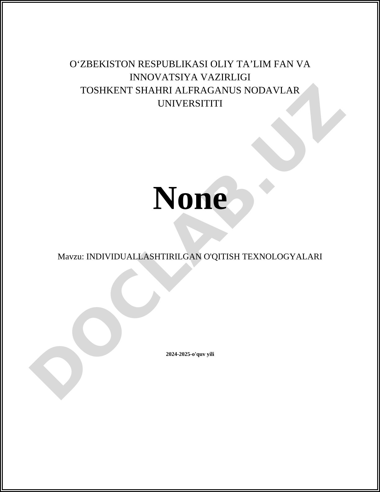 INDIVIDUALLASHTIRILGAN O'QITISH TEXNOLOGYALARI