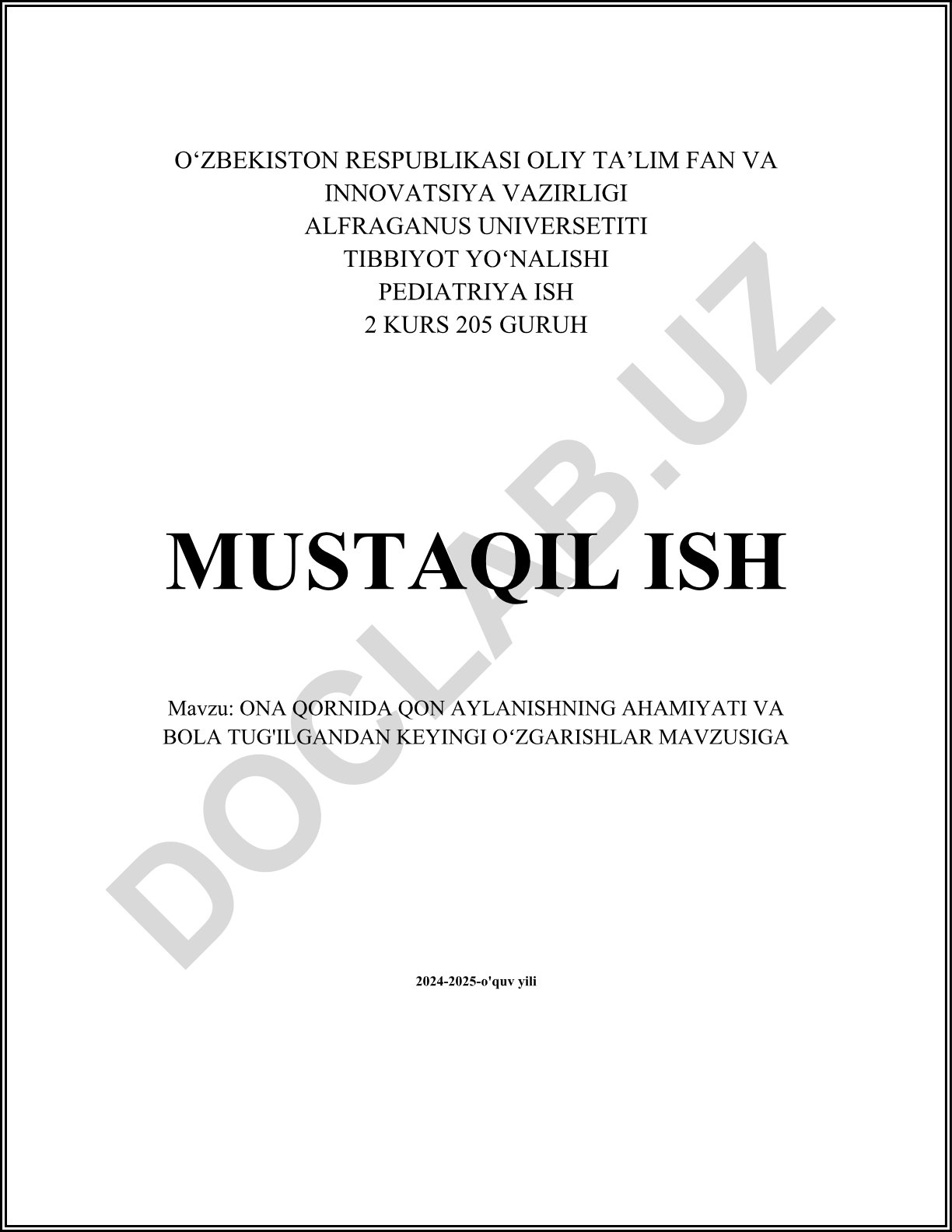 Ona qornida qon aylanishning ahamiyati va bola tug'ilgandan keyingi o'zgarishlar