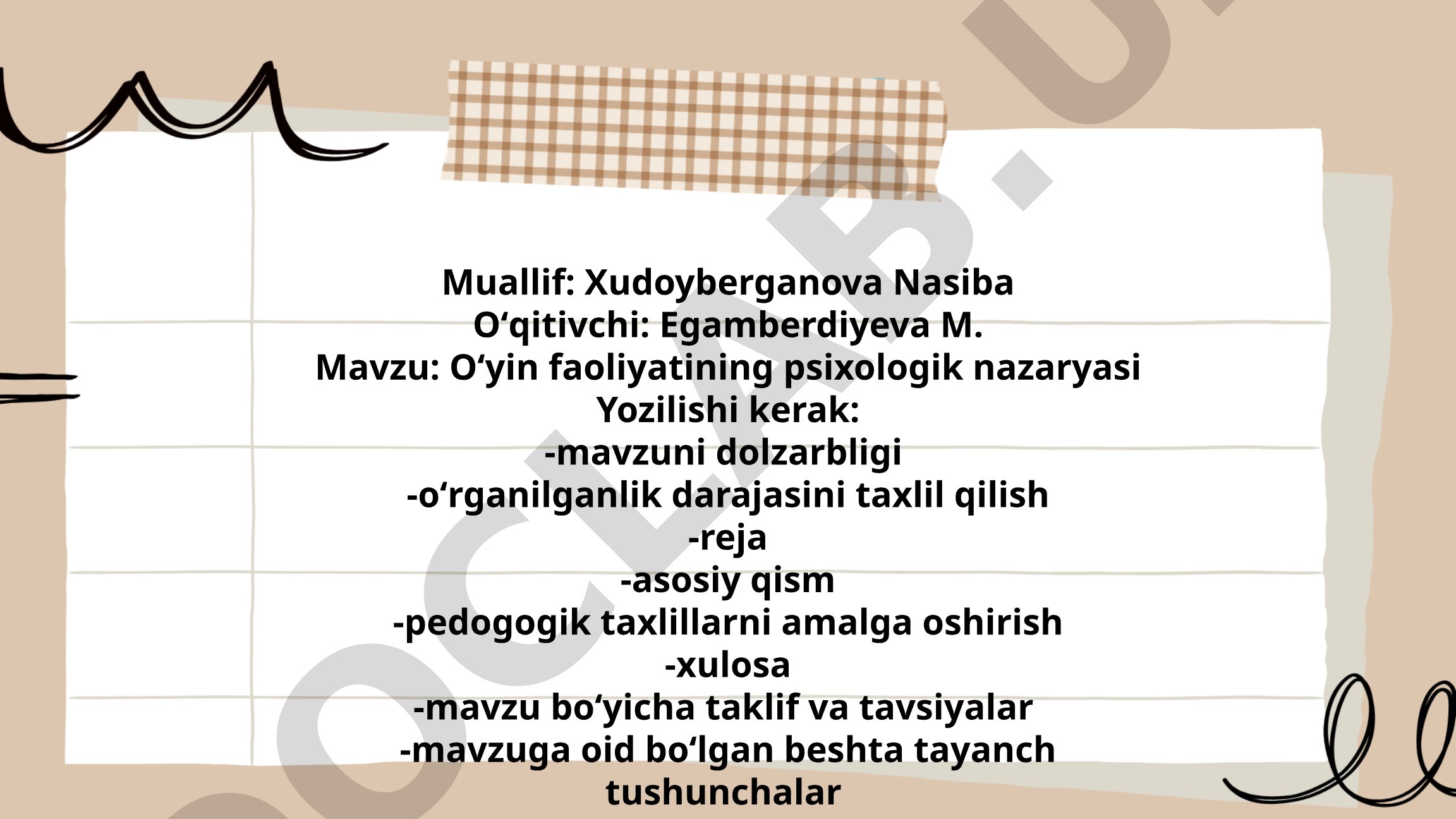 Oʻyin faoliyatining psixologik nazaryasi