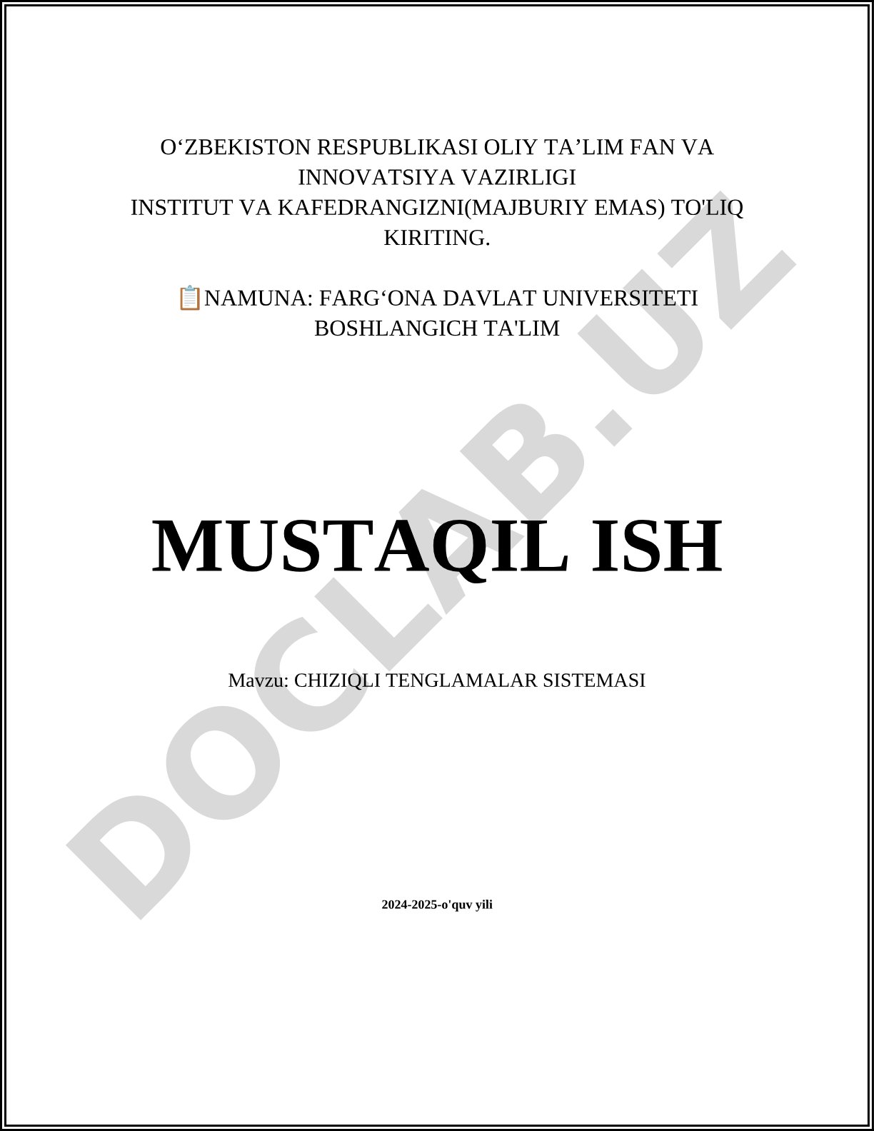 Chiziqli tenglamalar sistemasi