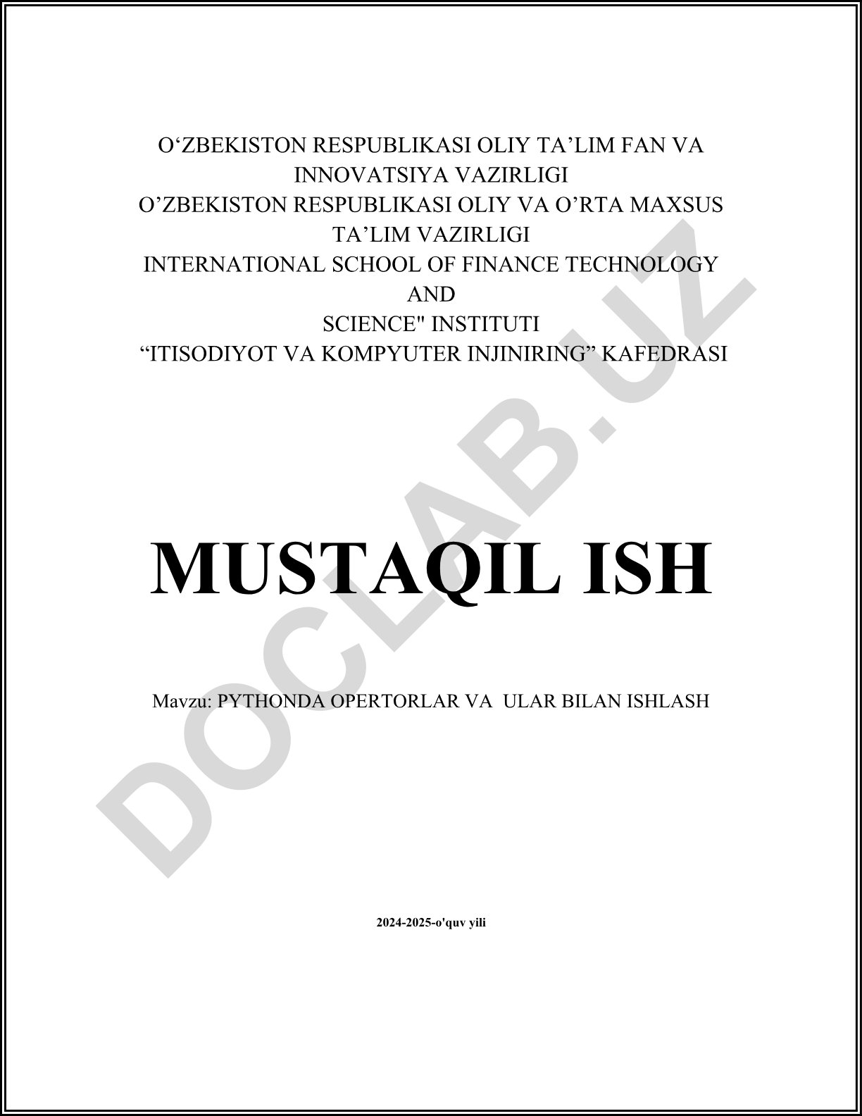 Pythonda operatorlar va ular bilan ishlash