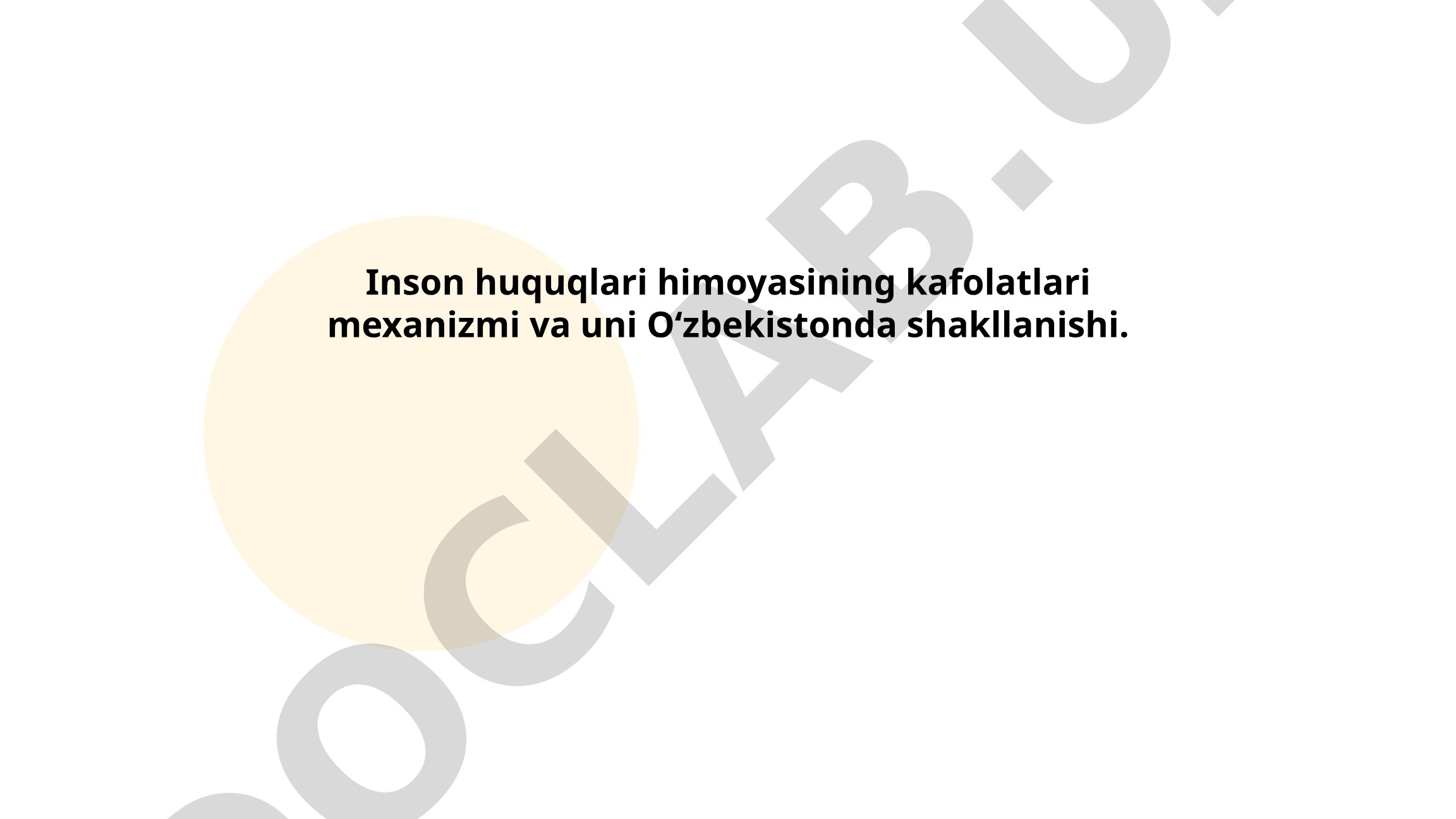Inson huquqlari himoyasining kafolatlari mexanizmi va uni Oʻzbekistonda shakllanishi