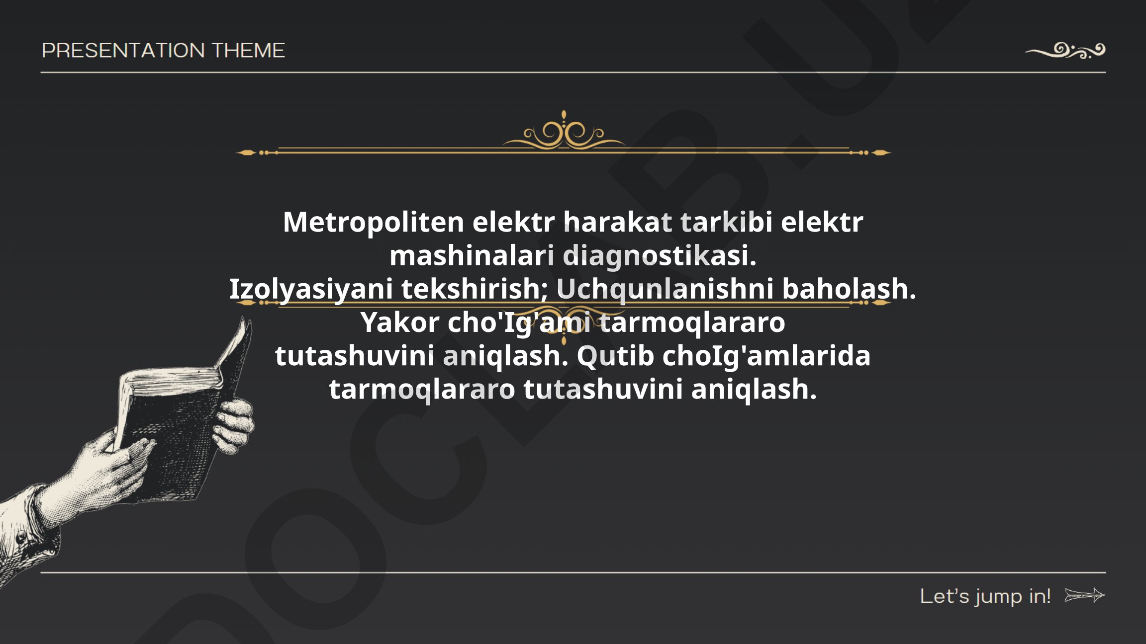 Metropoliten elektr harakat tarkibi elektr mashinalari diagnostikasi