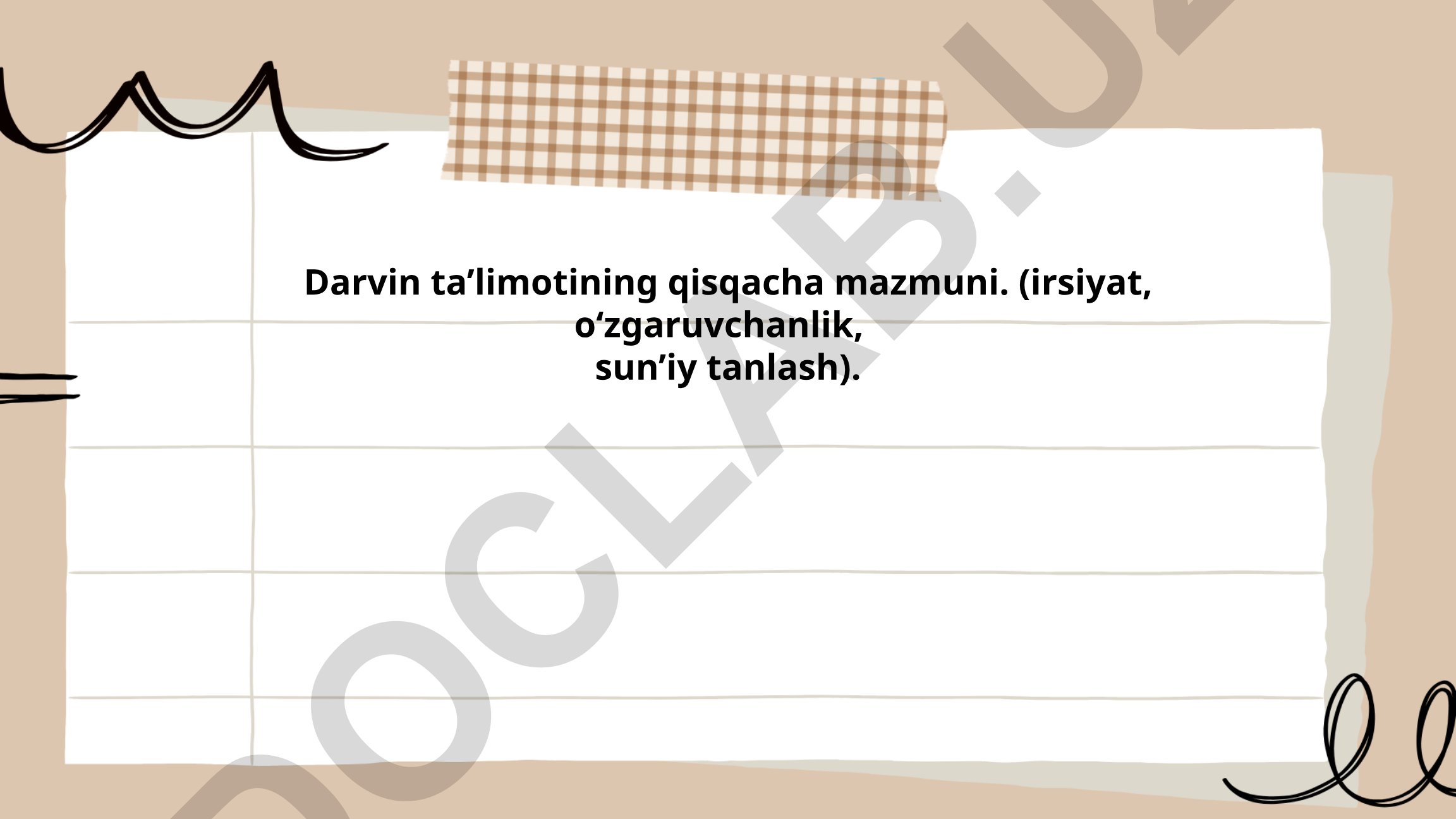 Darvin ta'limoti va evolyutsion nazariya