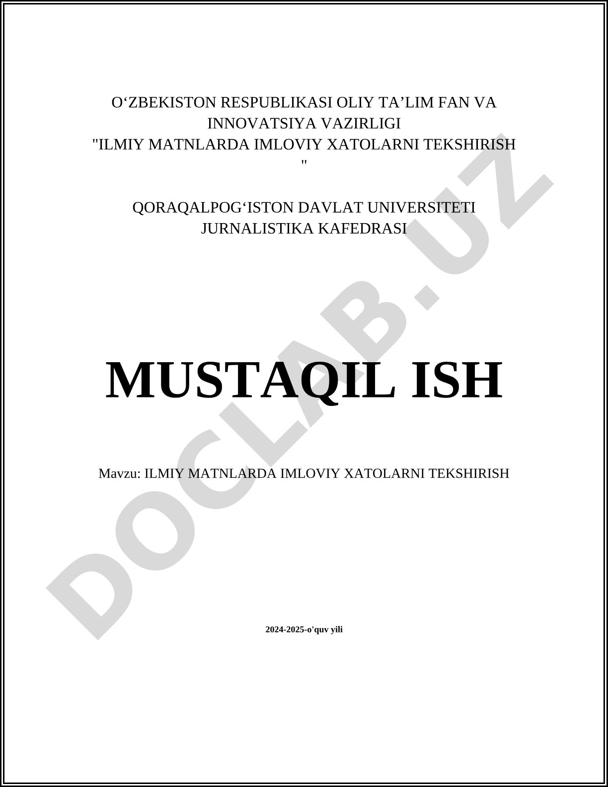 Ilmiy matnlarda imloviy xatolarni tekshirish