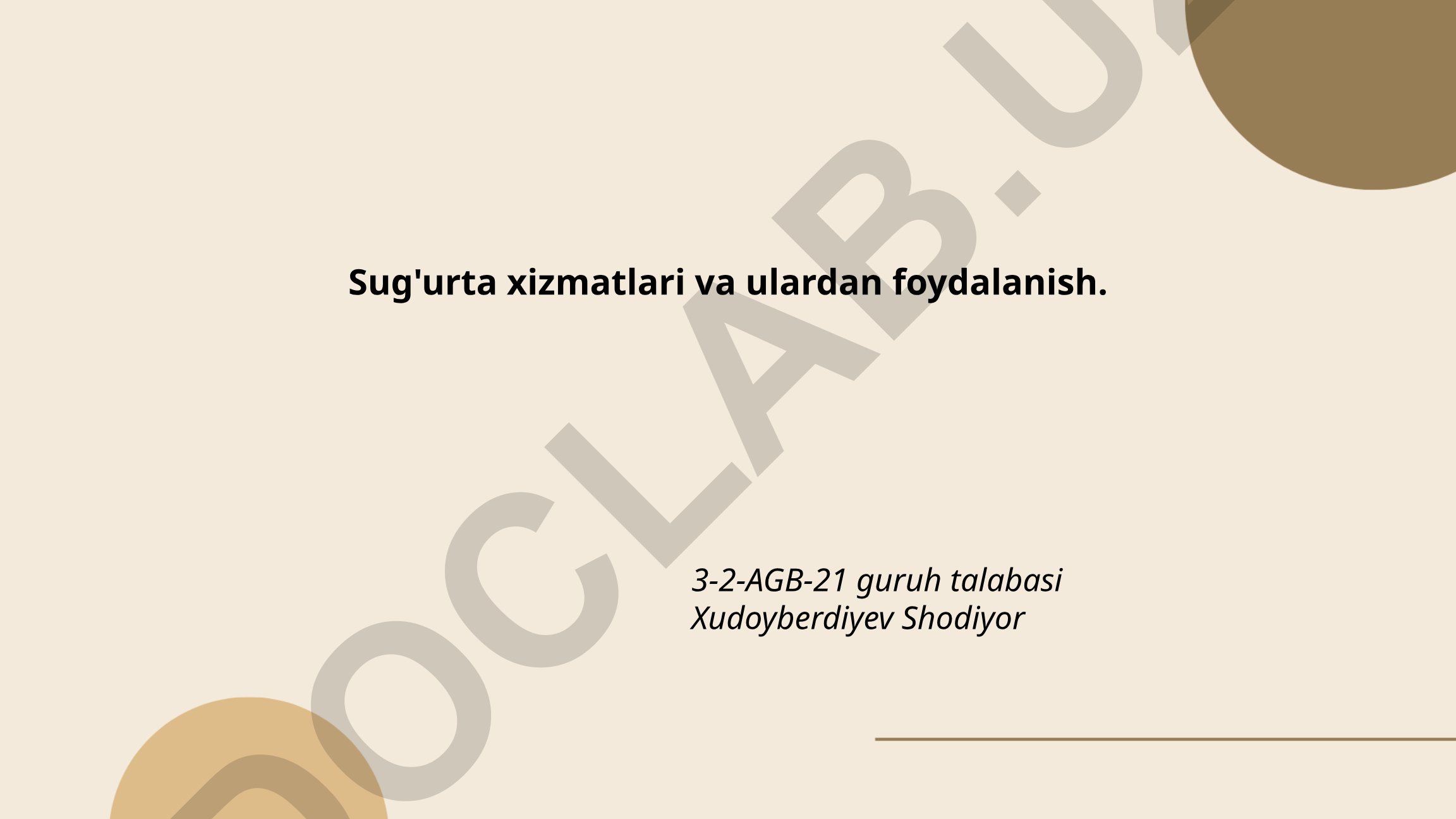 Sug'urta xizmatlari va ulardan foydalanish