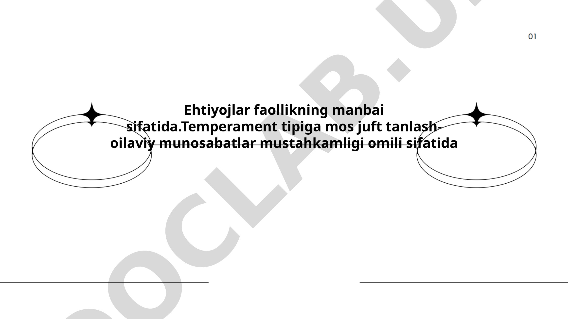 Ehtiyojlar faollikning manbai sifatida. Temperament tipiga mos juft tanlash - oilaviy munosabatlar mustahkamligi omili sifatida