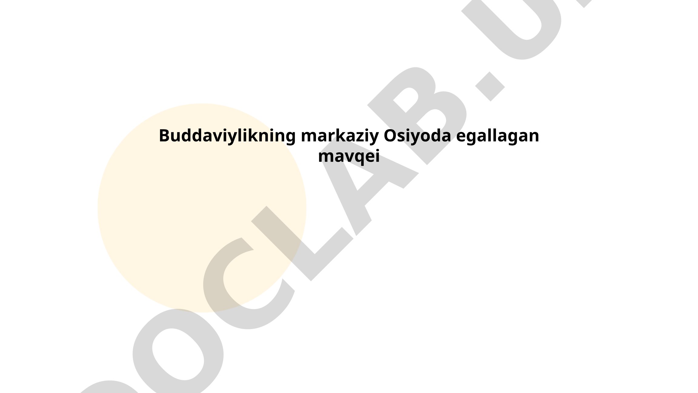 Buddaviylikning Markaziy Osiyoda egallagan mavqei