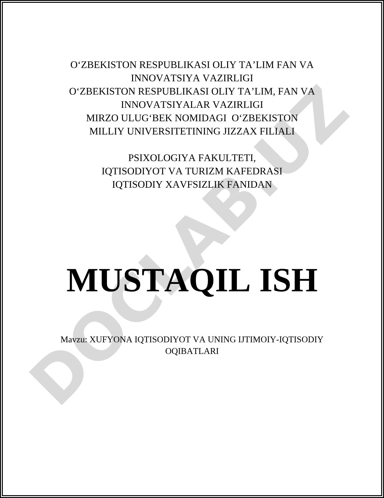 Xufyona iqtisodiyot va uning ijtimoiy-iqtisodiy oqibatlari