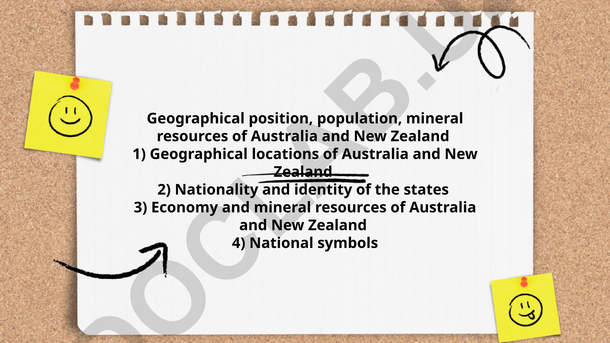 Geographical position, population, mineral resources of Australia and New Zealand