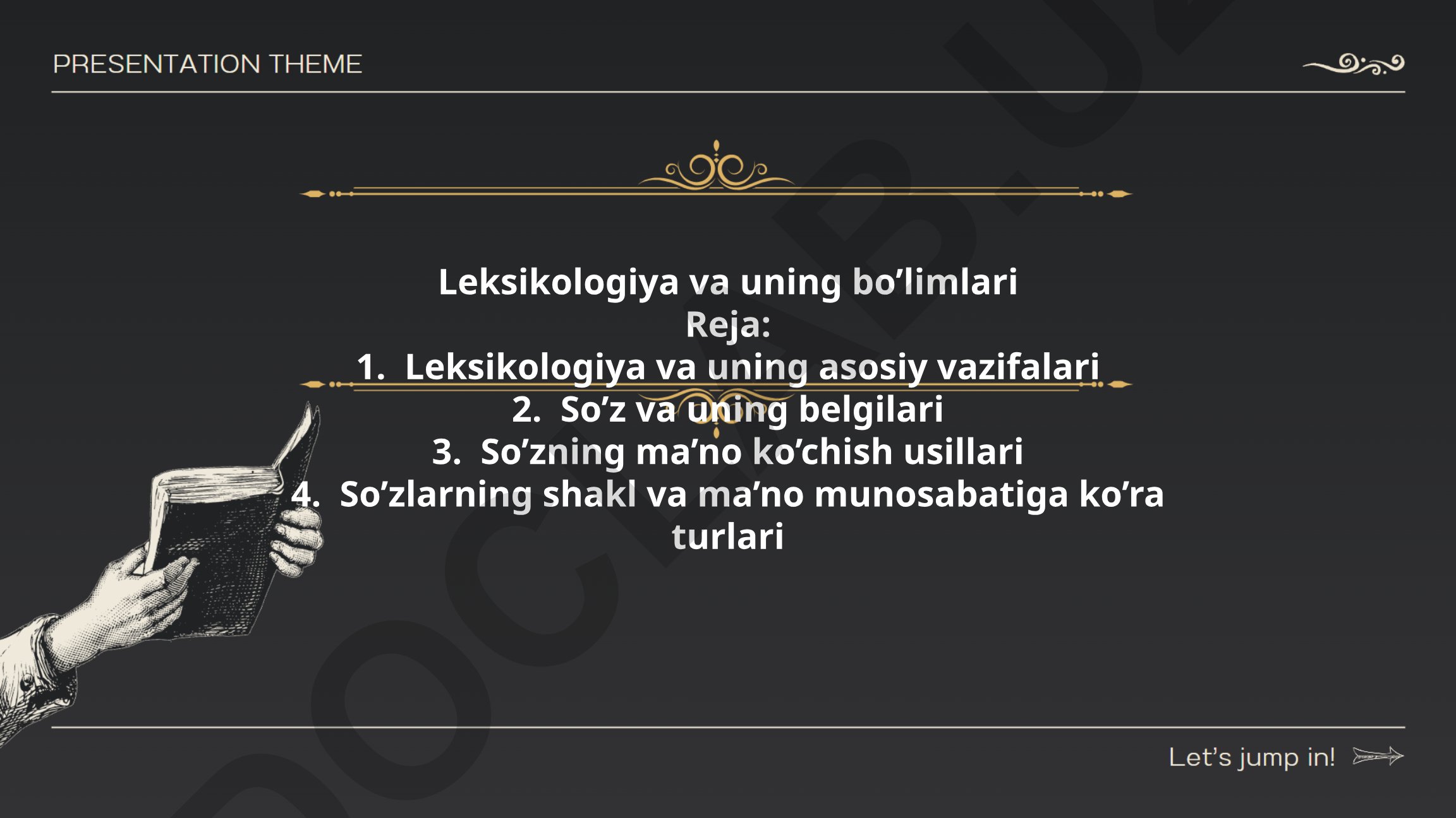 Leksikologiya va uning bo'limlari
