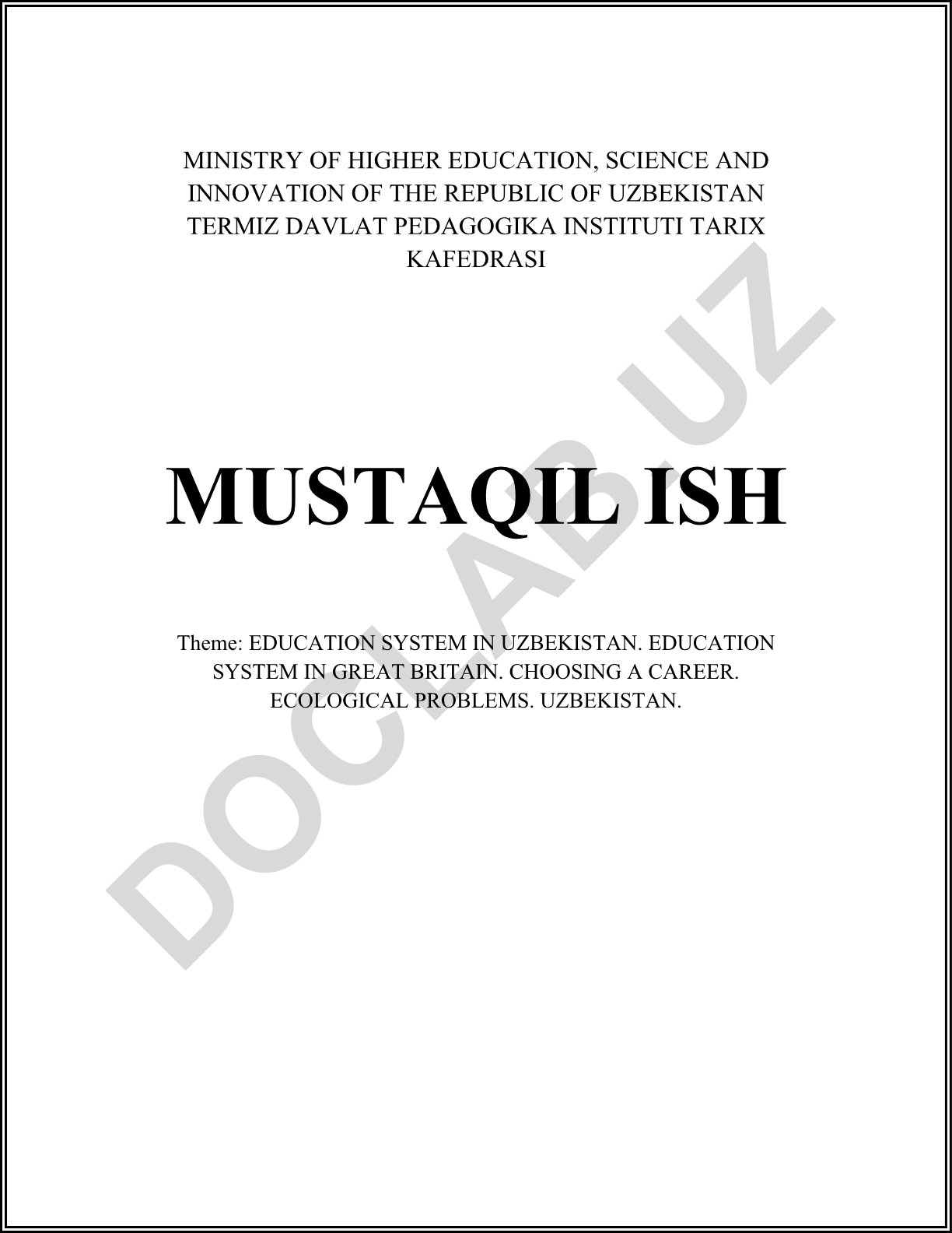 Education System in Uzbekistan and Great Britain