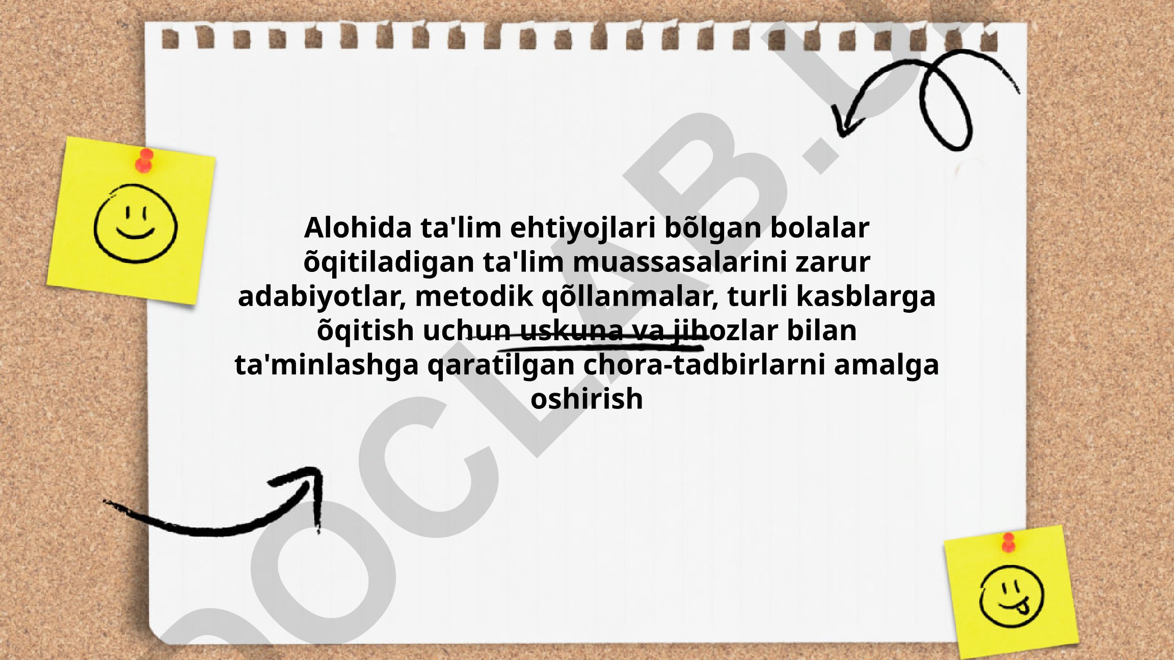 Alohida ta'lim ehtiyojlari bo'lgan bolalar uchun ta'lim muassasalarini ta'minlash