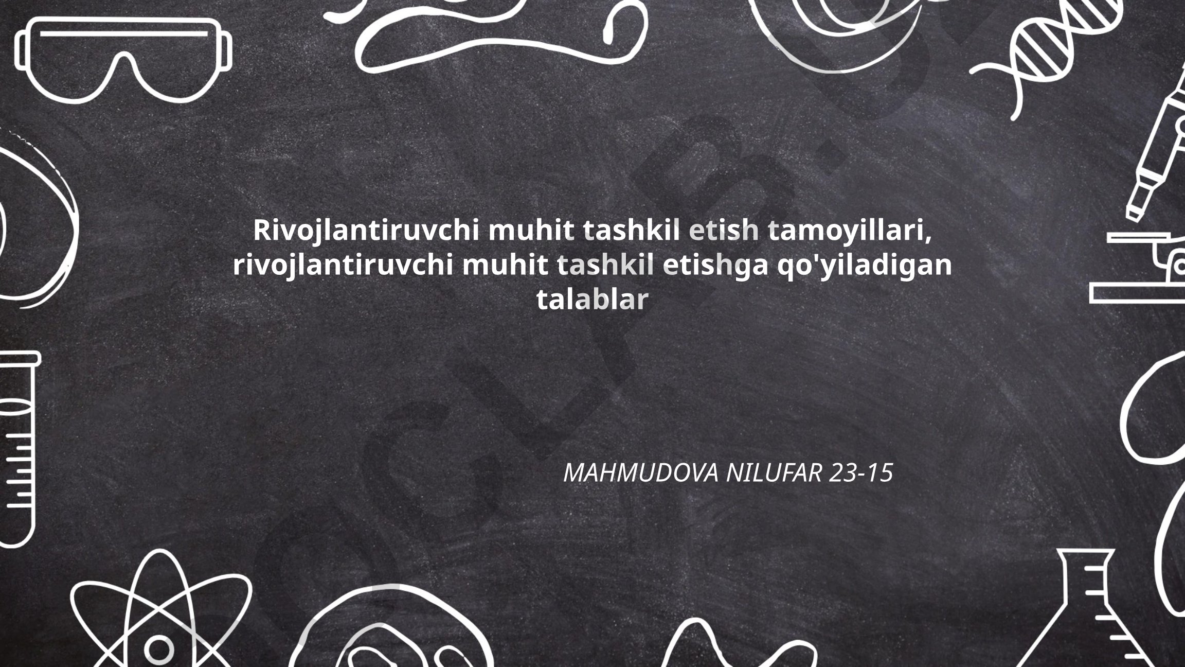 Rivojlantiruvchi muhit tashkil etish tamoyillari va talablar