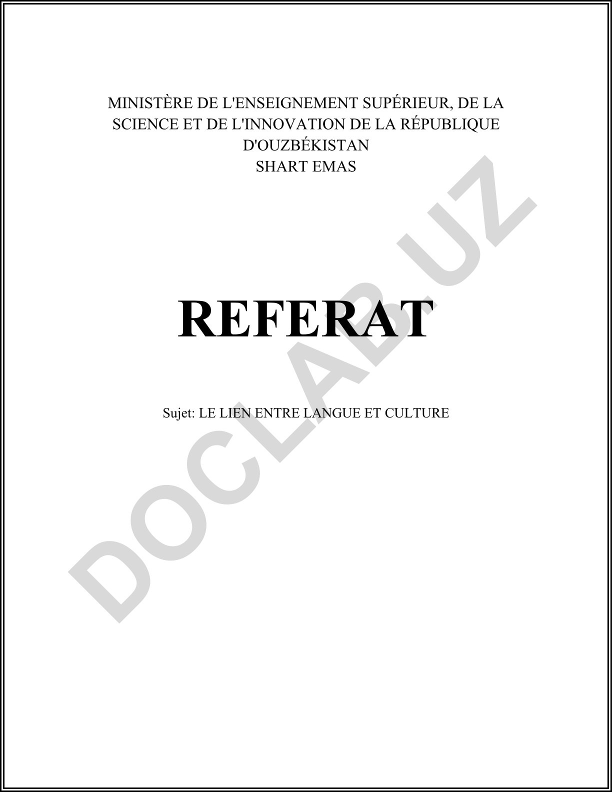 LE LIEN ENTRE LANGUE ET CULTURE