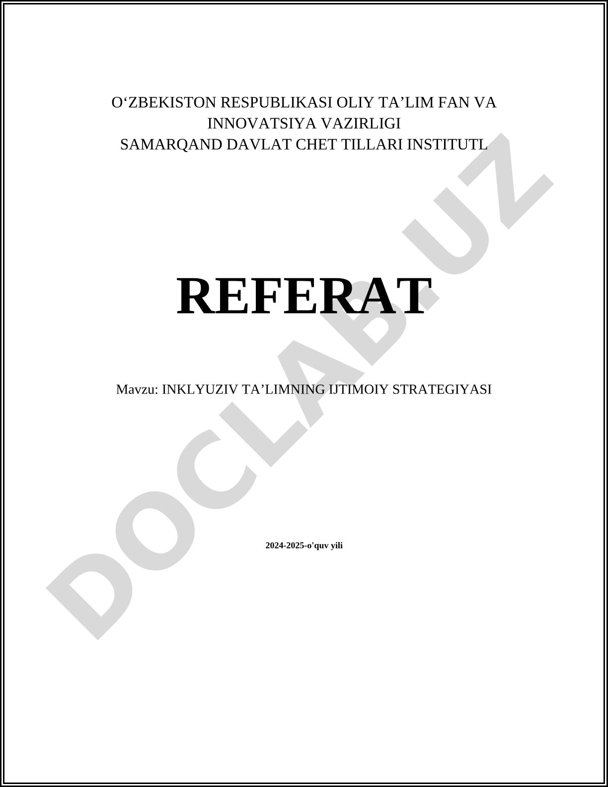 Inklyuziv ta'limning ijtimoiy strategiyasi