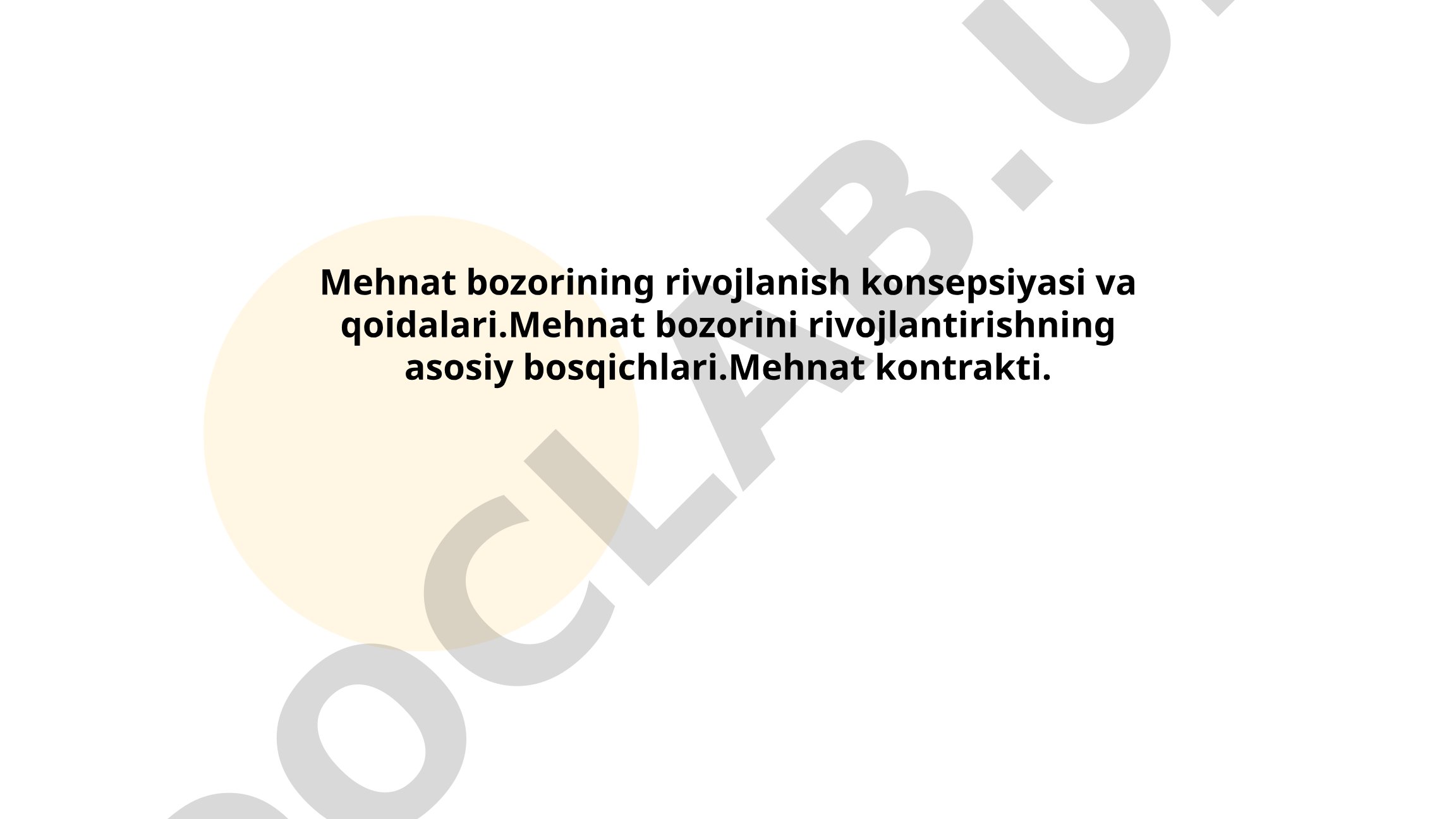 Mehnat bozorining rivojlanish konsepsiyasi va qoidalari
