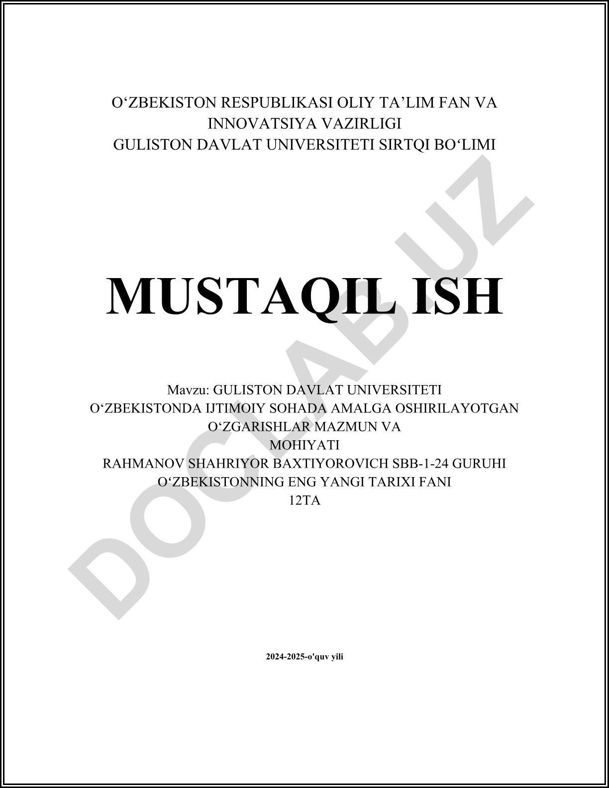 Guliston Davlat Universiteti O‘zbekistonda ijtimoiy sohada amalga oshirilayotgan o‘zgarishlar mazmun va mohiyati