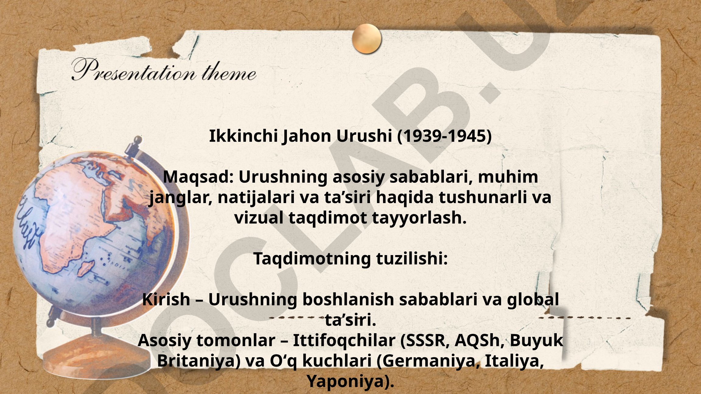 Ikkinchi Jahon Urushi (1939-1945)