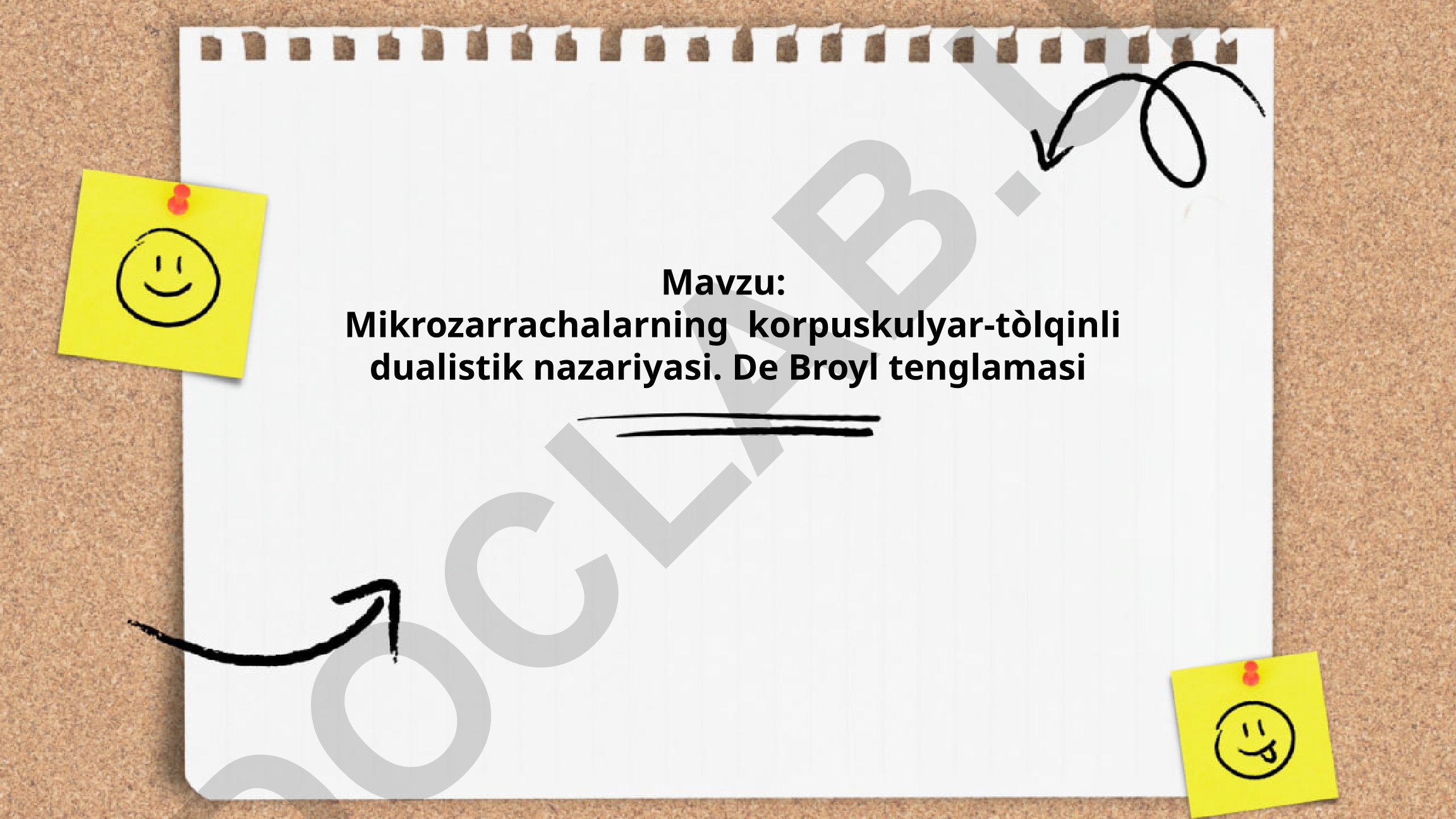 Mikrozarrachalarning korpuskulyar-tòlqinli dualistik nazariyasi. De Broyl tenglamasi