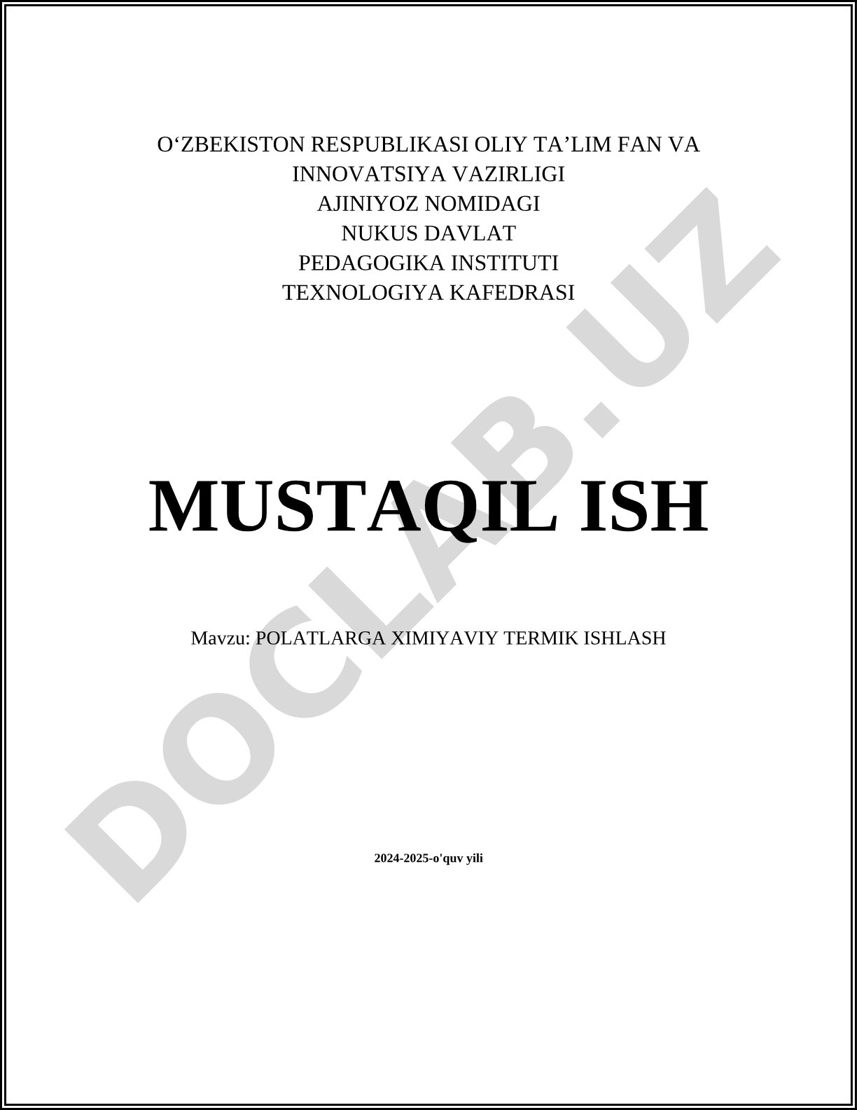 Po'latlarga ximiyaviy termik ishlash