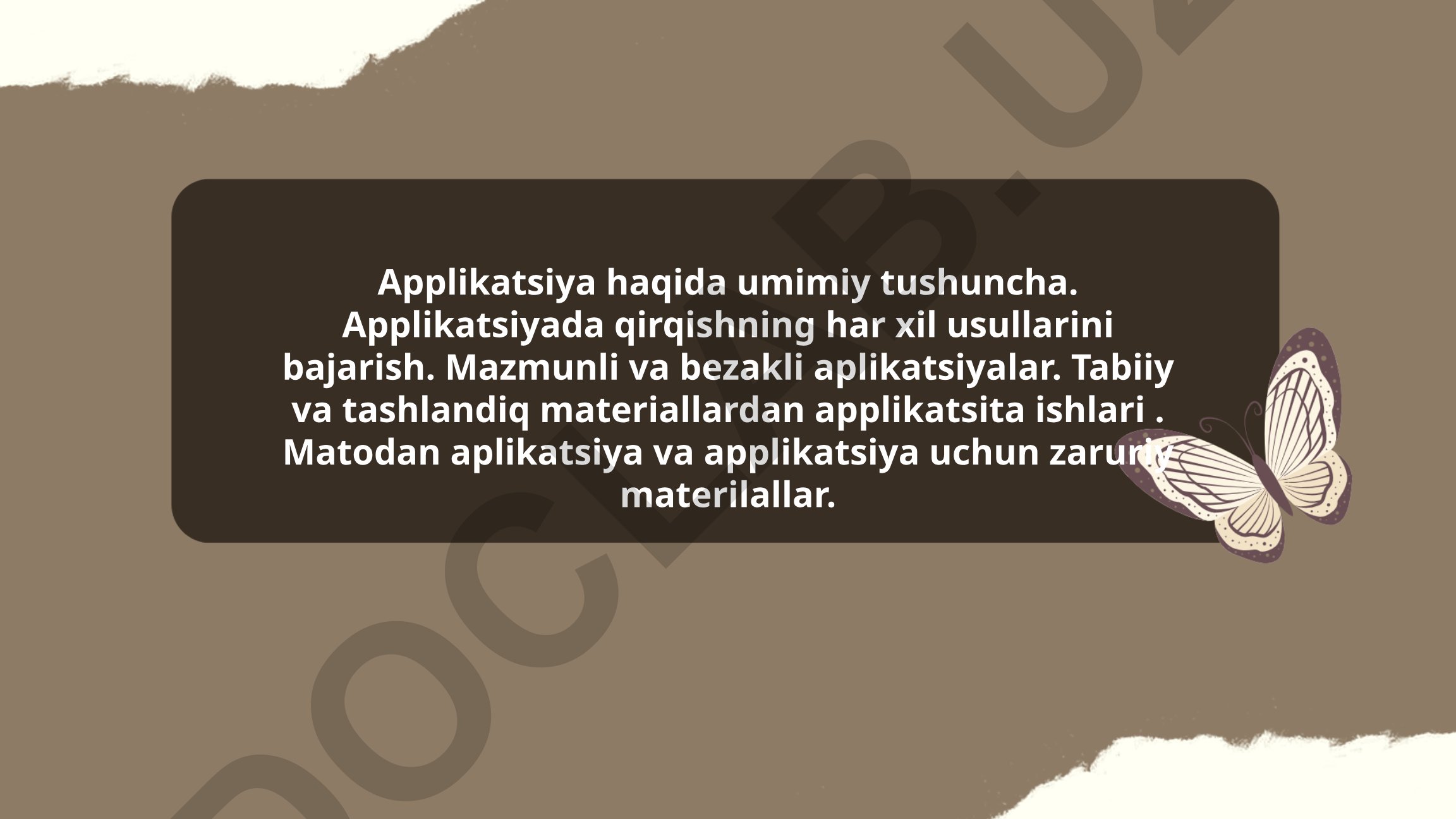 Applikatsiyaning asosiy tushunchalari va qirqish usullari