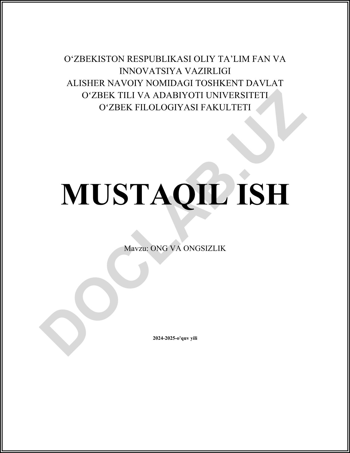 Ong va ongsizlik tushunchasi