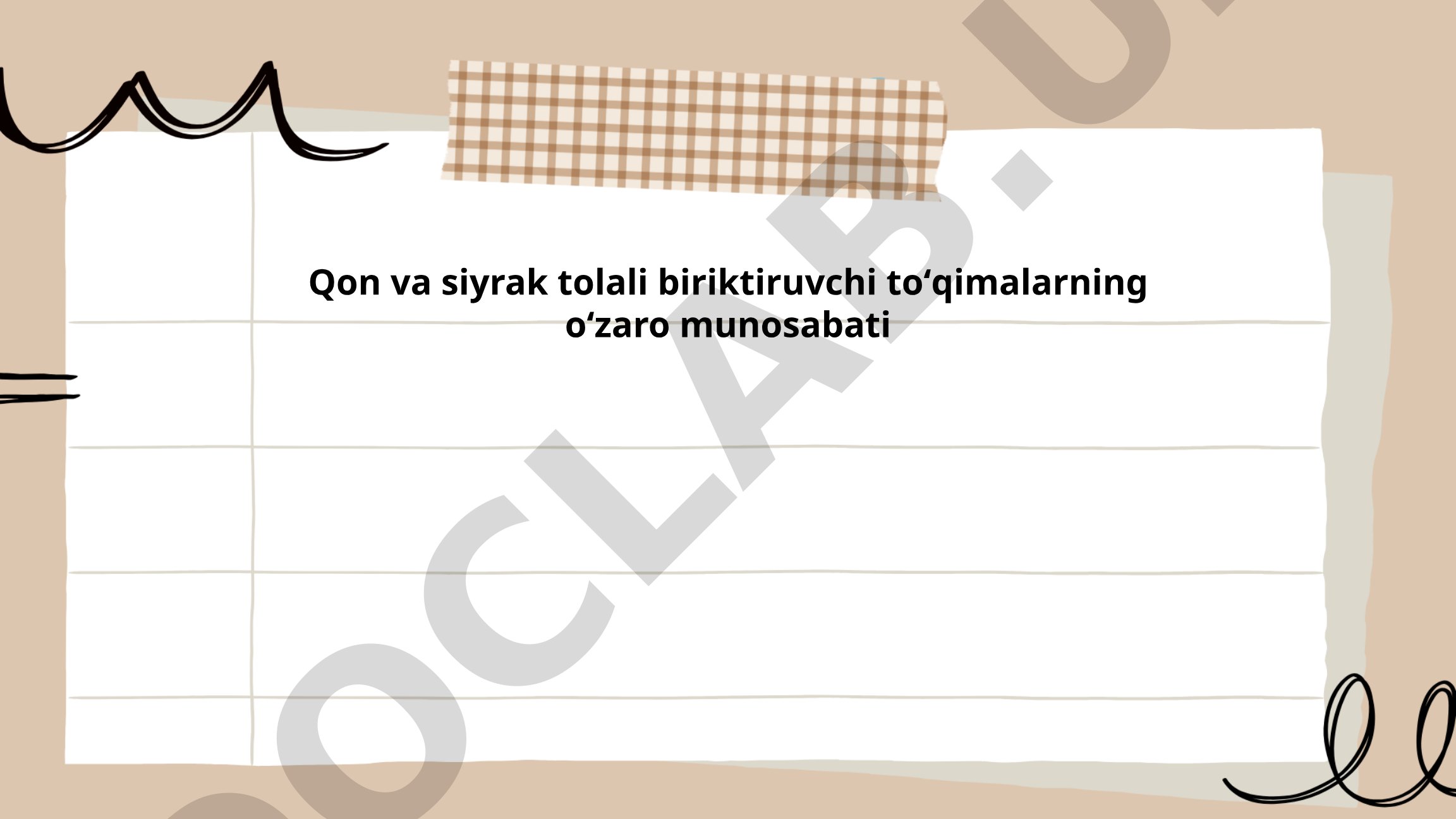 Qon va siyrak tolali biriktiruvchi toʻqimalarning oʻzaro munosabati
