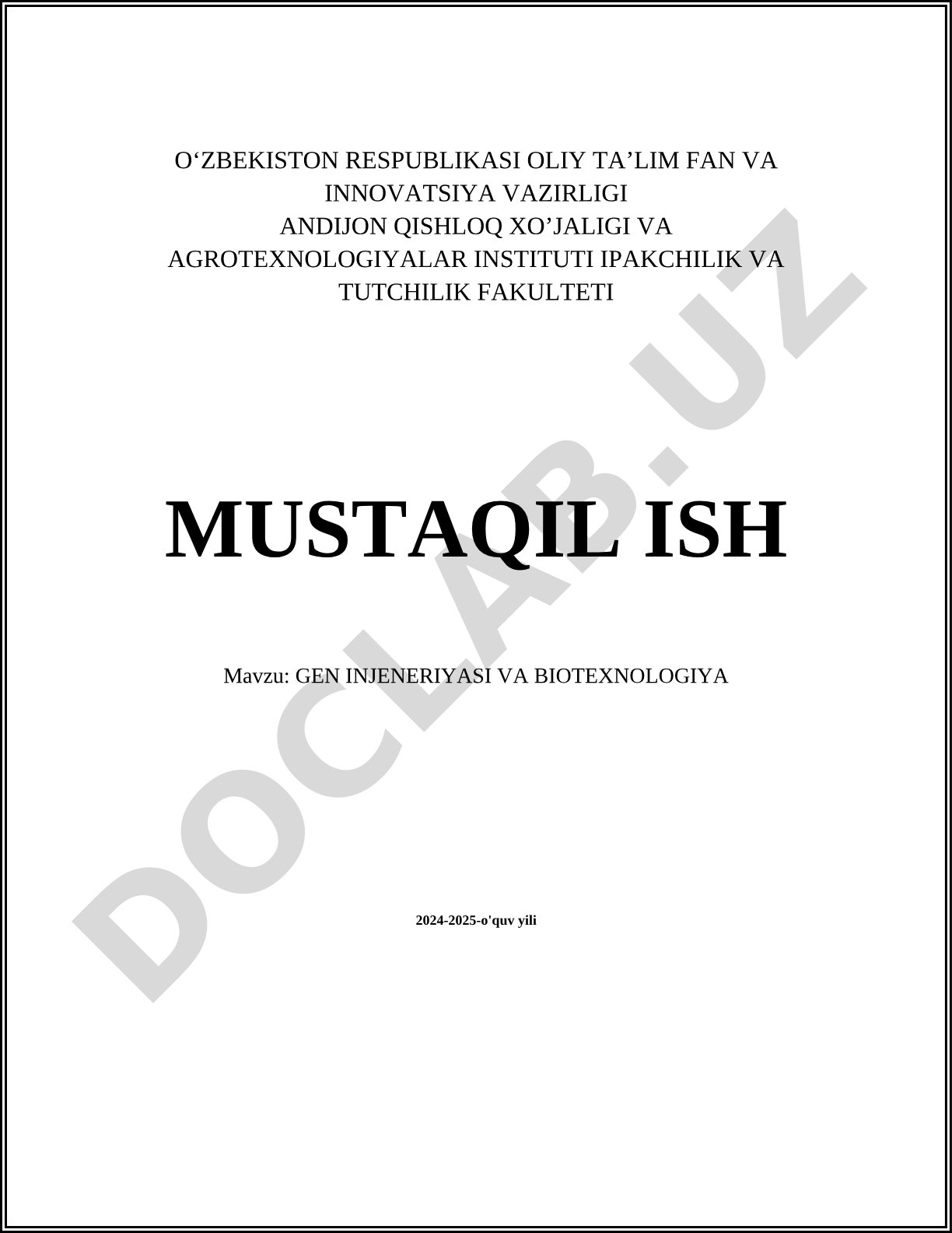 Gen injeneriyasi va biotexnologiya